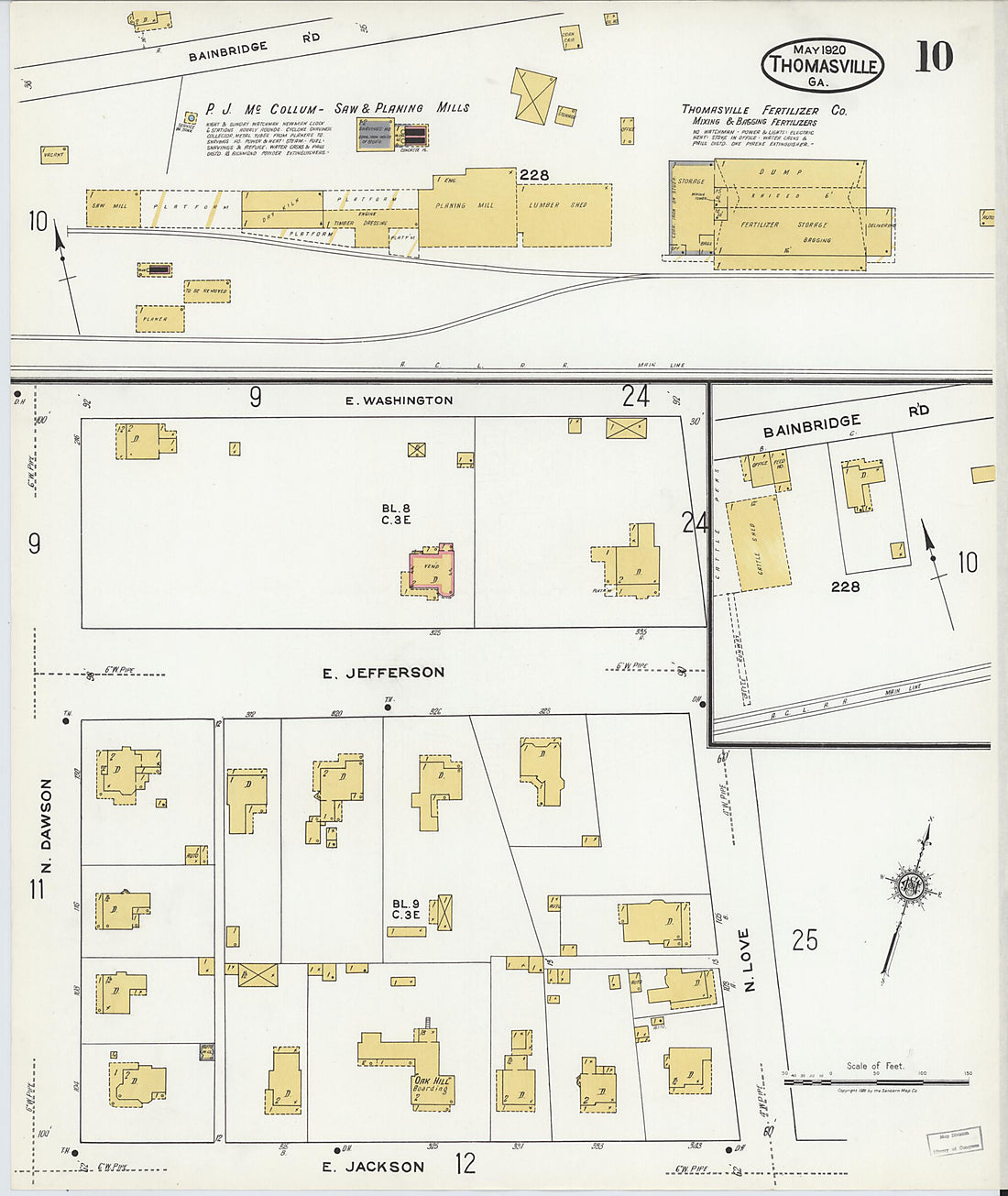 This old map of Thomasville, Thomas County, Georgia was created by Sanborn Map Company in 1920