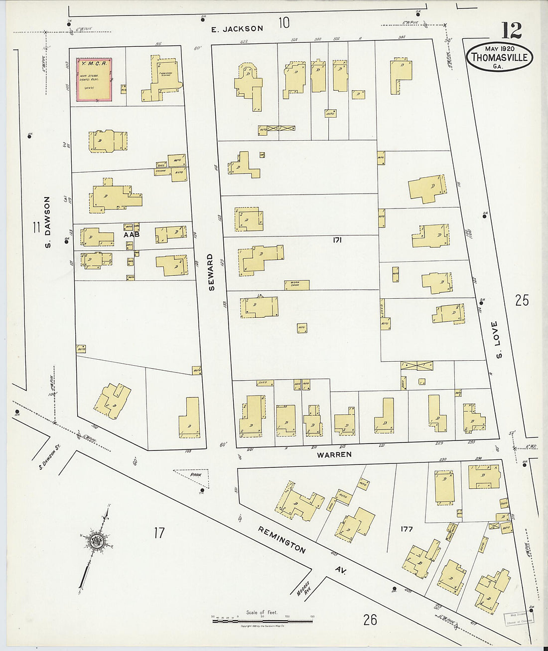 This old map of Thomasville, Thomas County, Georgia was created by Sanborn Map Company in 1920