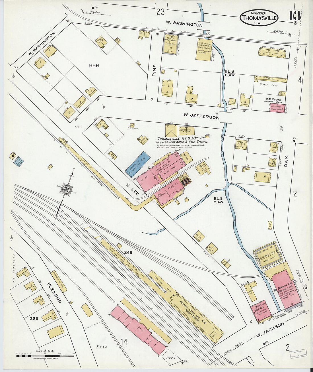 This old map of Thomasville, Thomas County, Georgia was created by Sanborn Map Company in 1920