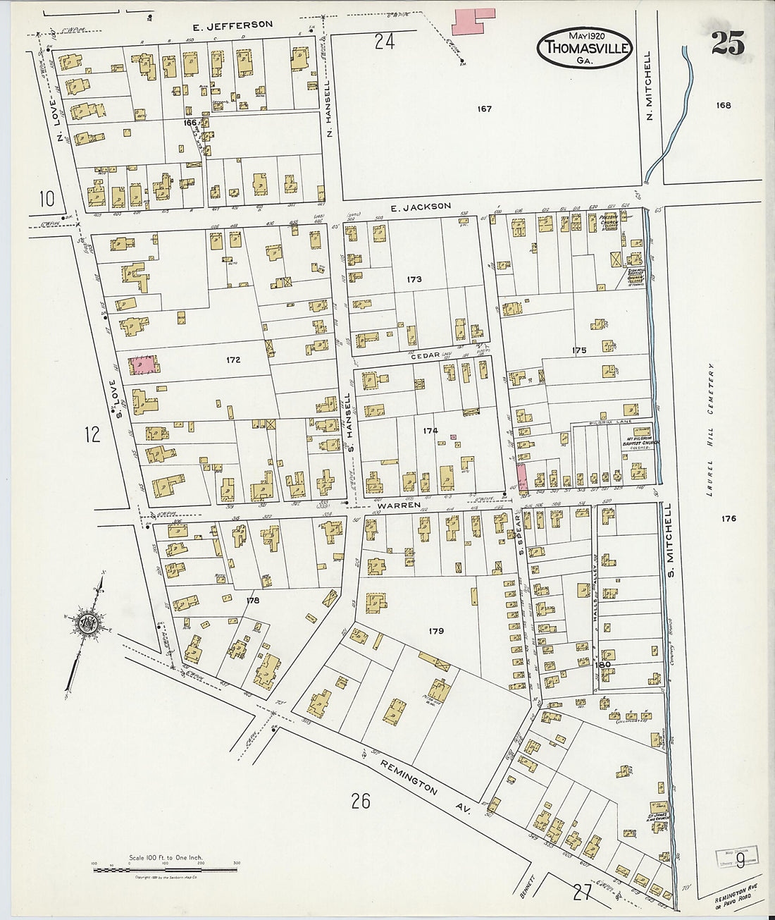 This old map of Thomasville, Thomas County, Georgia was created by Sanborn Map Company in 1920