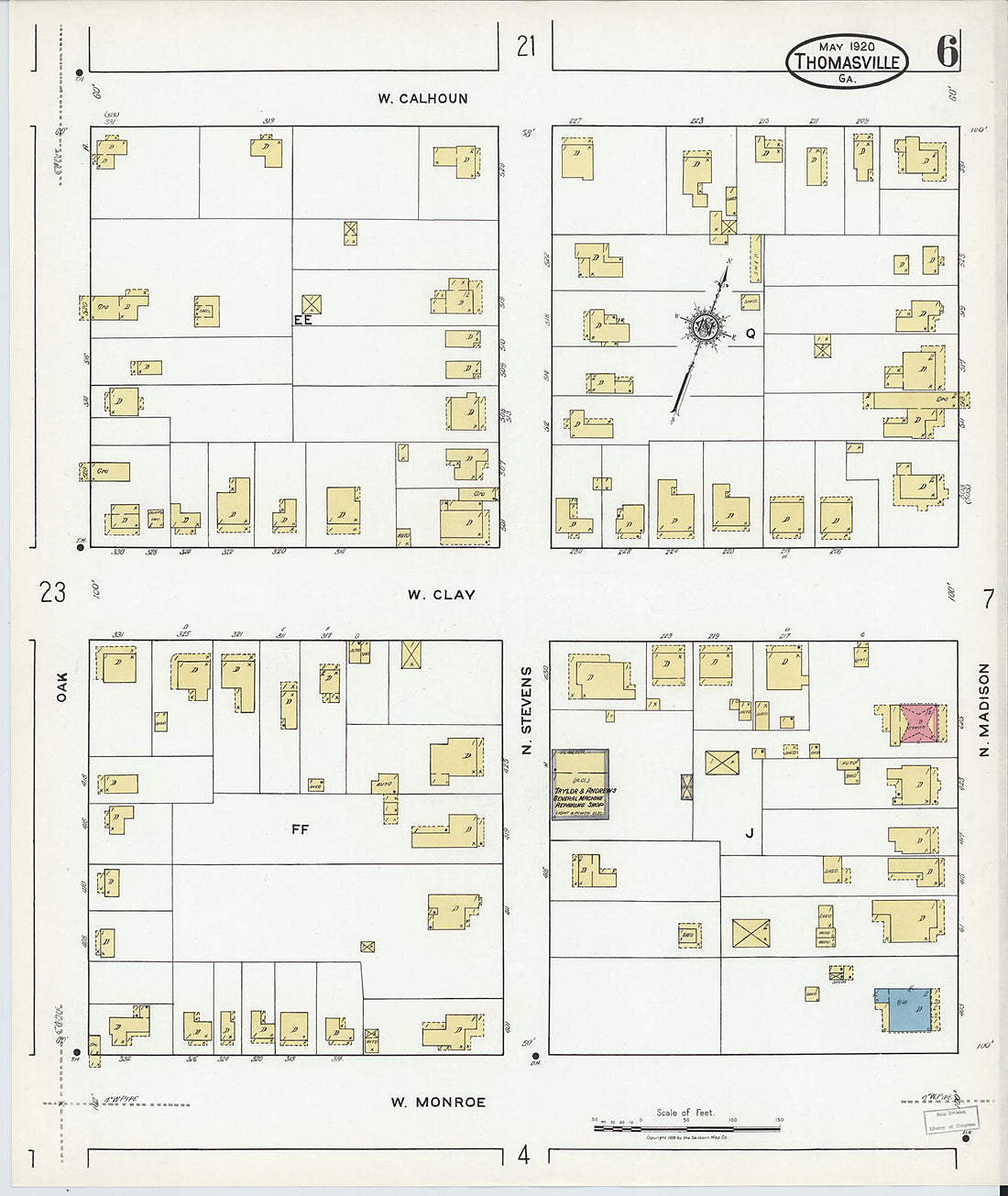 This old map of Thomasville, Thomas County, Georgia was created by Sanborn Map Company in 1920