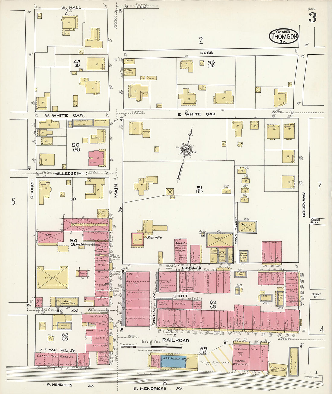 This old map of Thomson, McDuffie County, Georgia was created by Sanborn Map Company in 1921