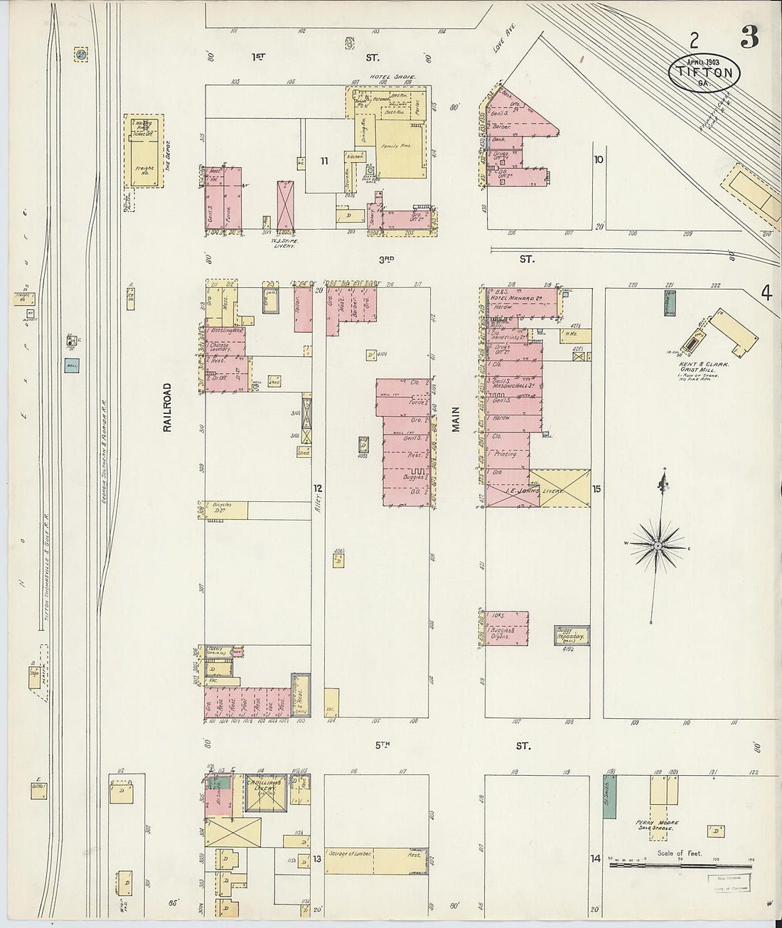 This old map of Tifton, Tift County, Georgia was created by Sanborn Map Company in 1903