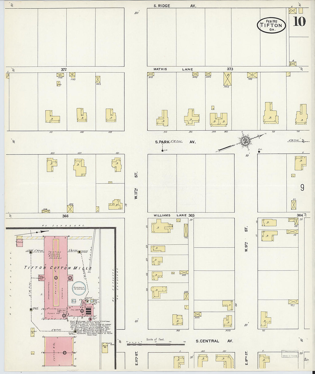 This old map of Tifton, Tift County, Georgia was created by Sanborn Map Company in 1912