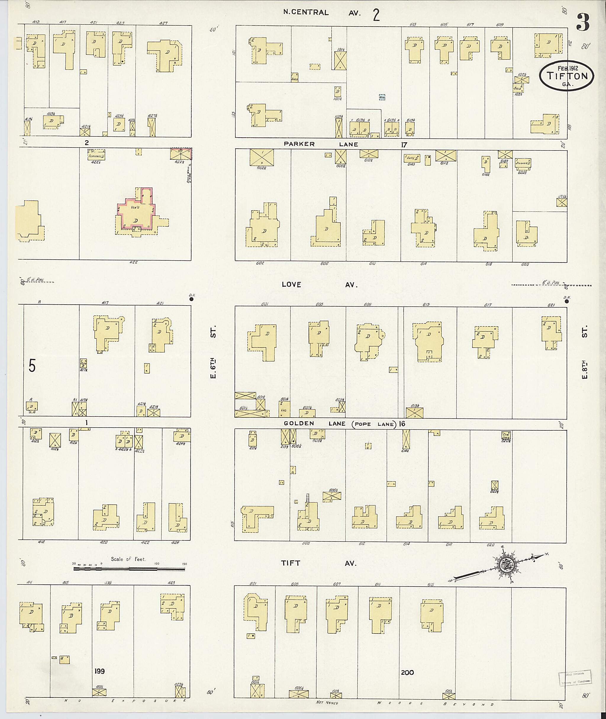 This old map of Tifton, Tift County, Georgia was created by Sanborn Map Company in 1912