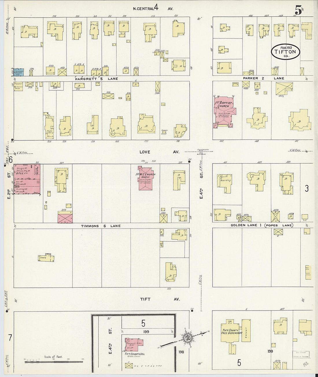 This old map of Tifton, Tift County, Georgia was created by Sanborn Map Company in 1912