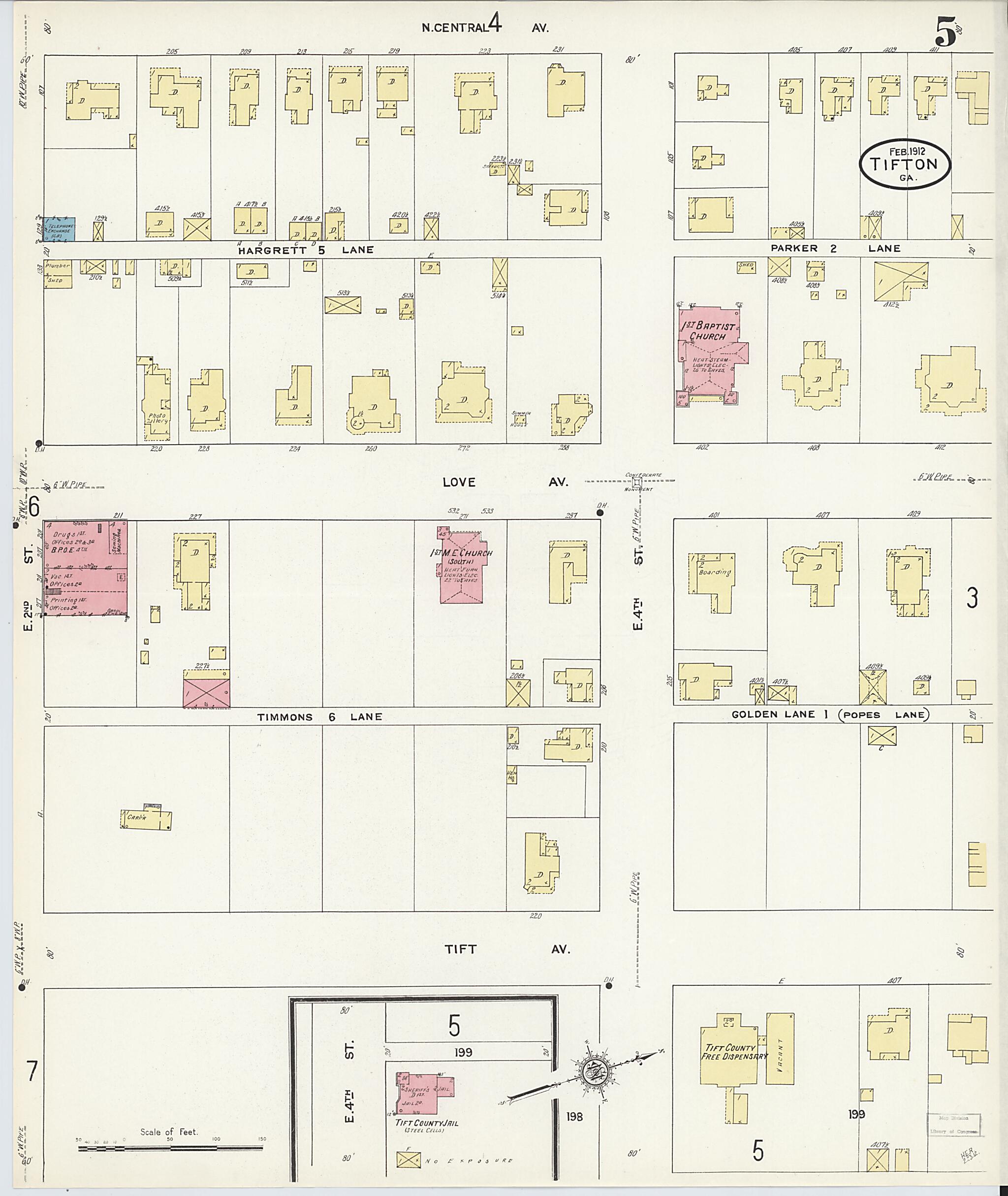 This old map of Tifton, Tift County, Georgia was created by Sanborn Map Company in 1912