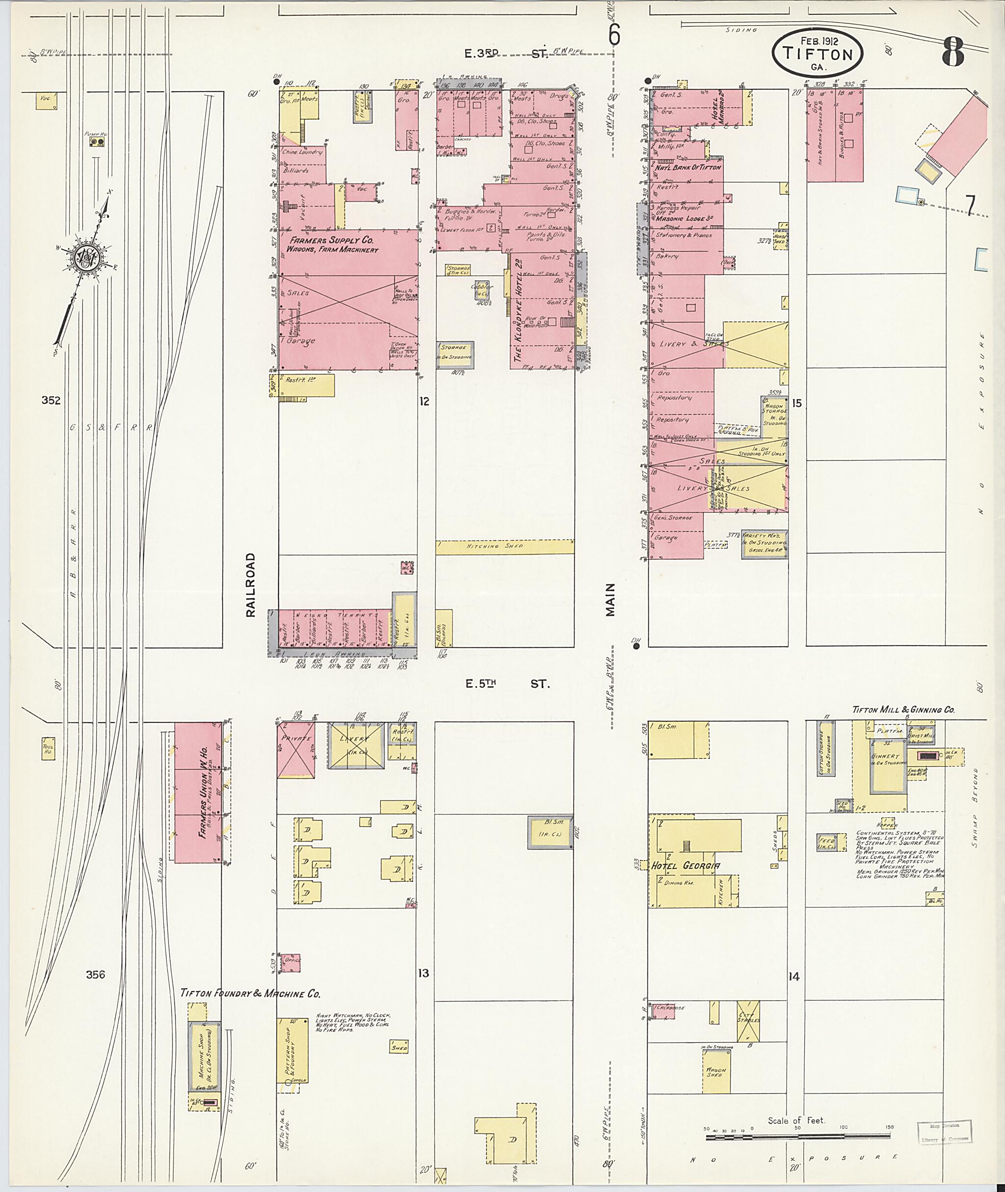This old map of Tifton, Tift County, Georgia was created by Sanborn Map Company in 1912