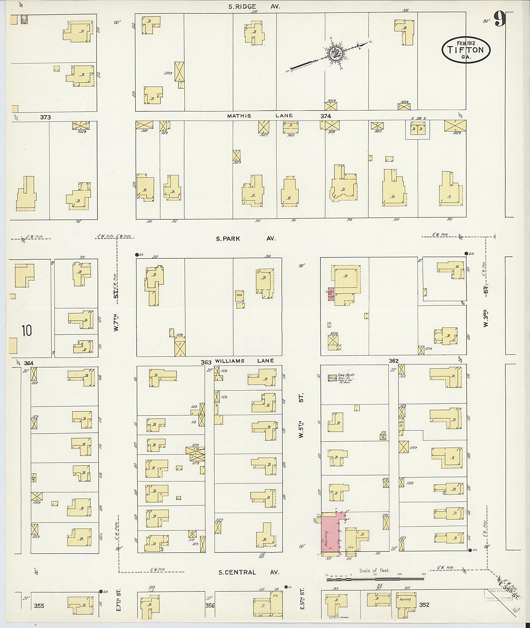 This old map of Tifton, Tift County, Georgia was created by Sanborn Map Company in 1912