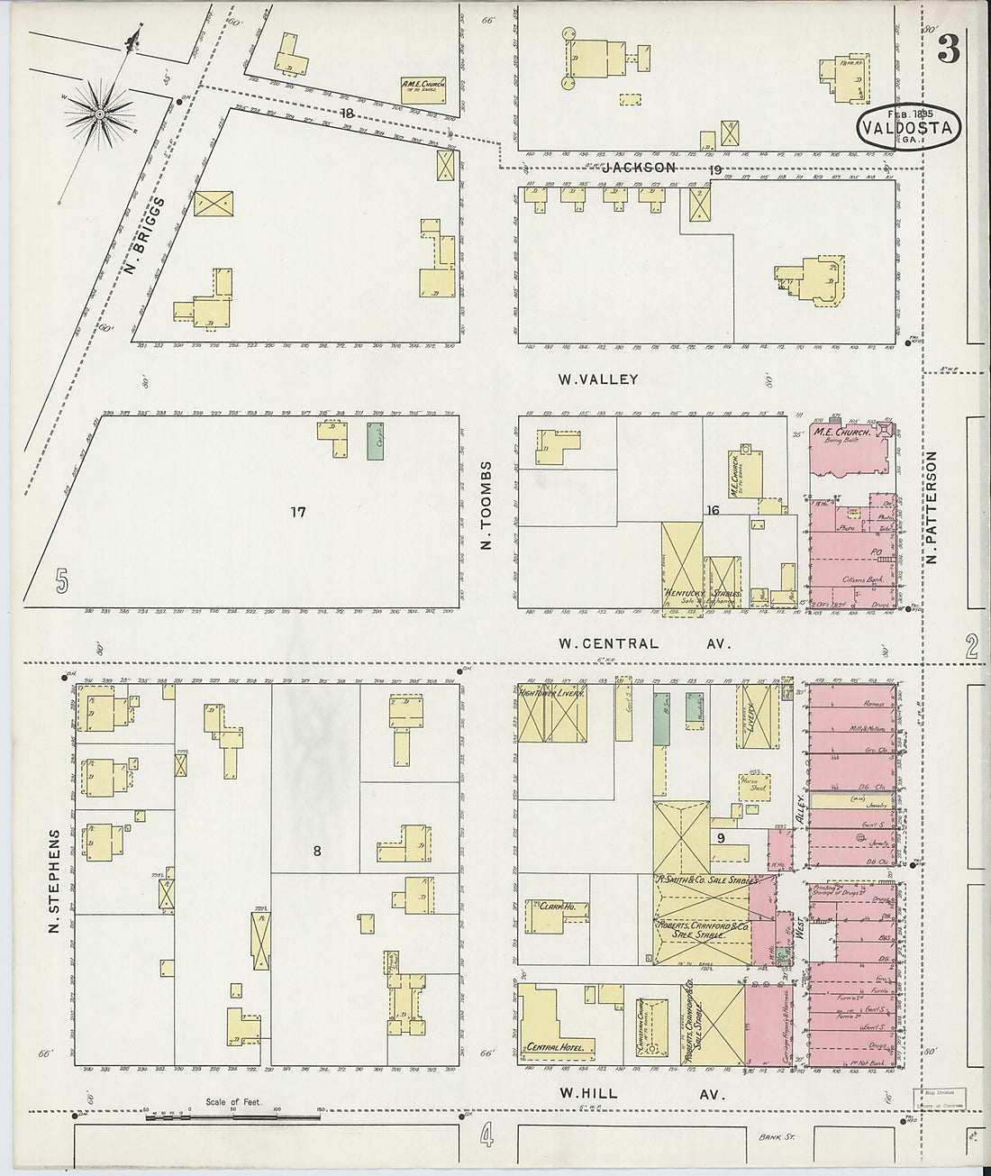 This old map of Valdosta, Lowndes County, Georgia was created by Sanborn Map Company in 1895