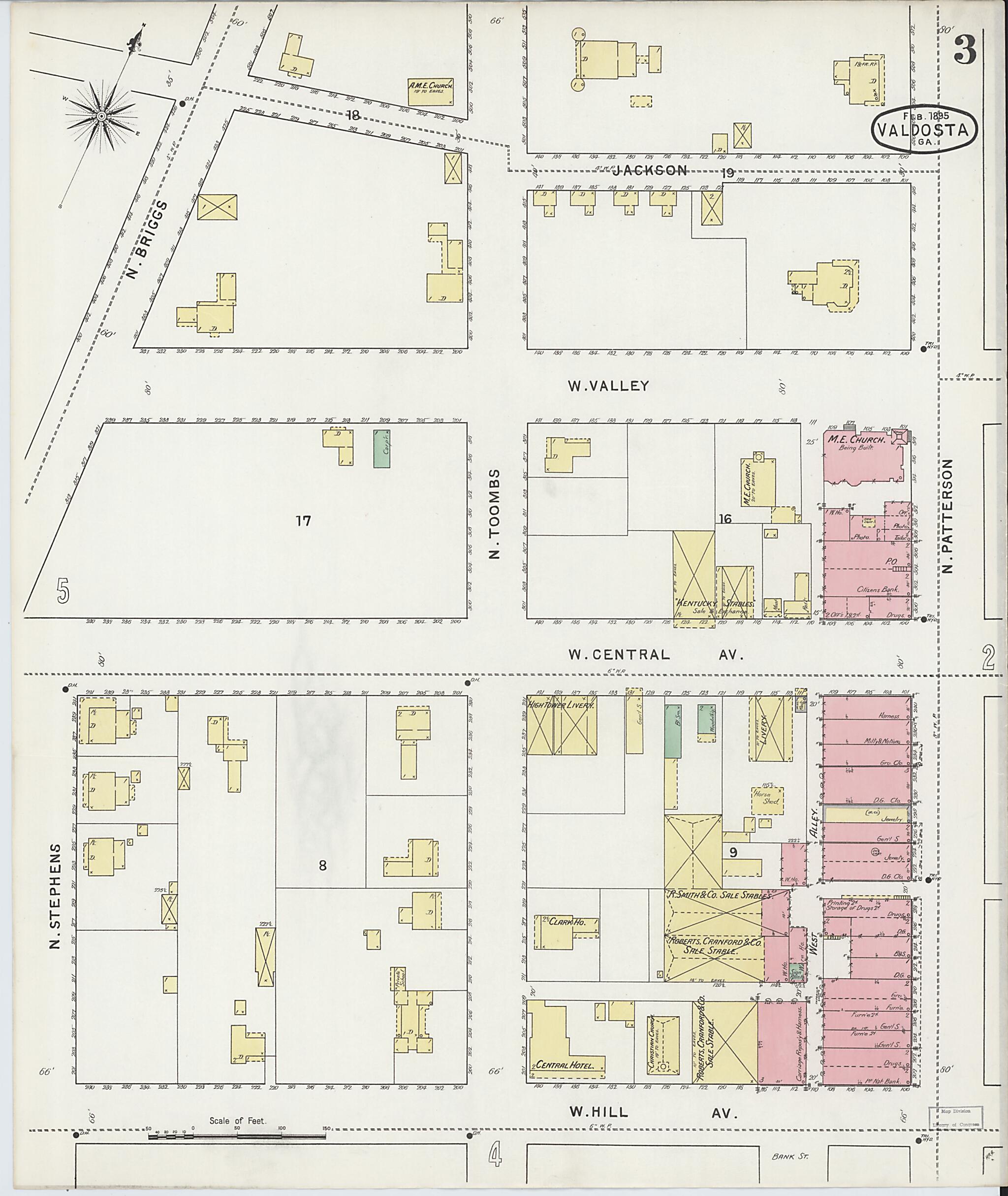 This old map of Valdosta, Lowndes County, Georgia was created by Sanborn Map Company in 1895
