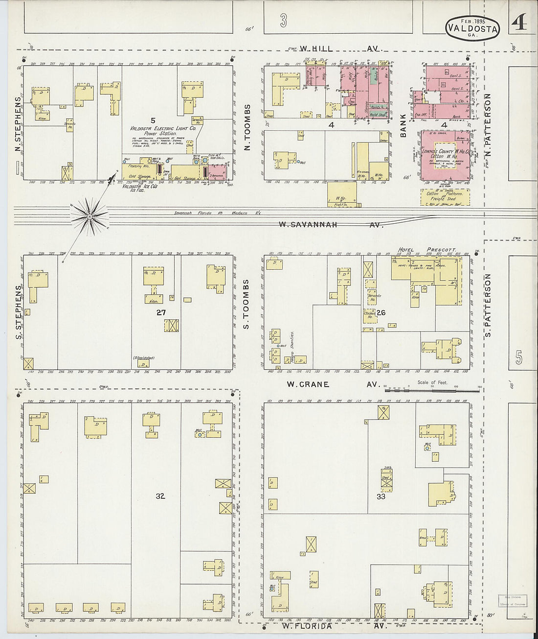 This old map of Valdosta, Lowndes County, Georgia was created by Sanborn Map Company in 1895