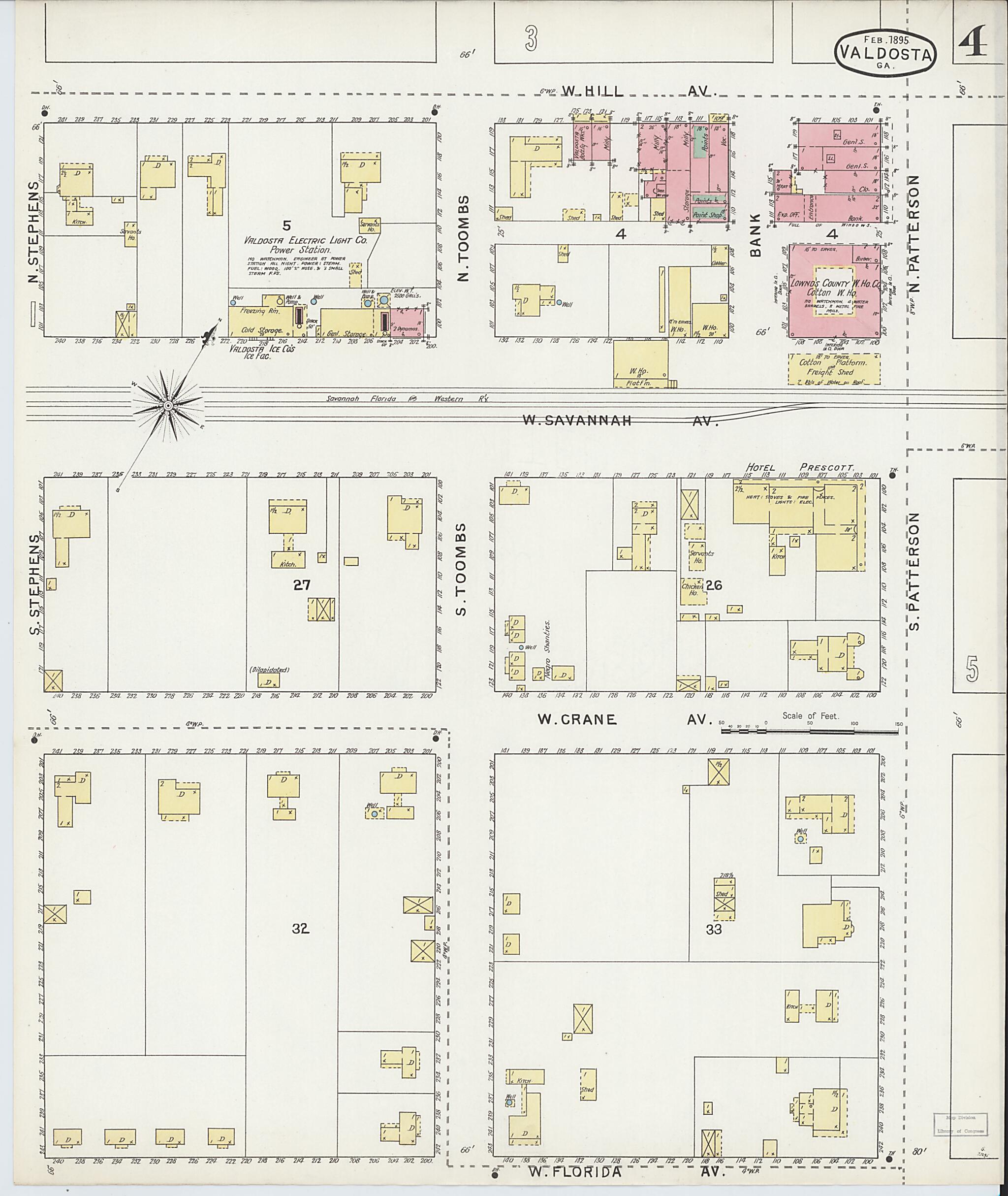 This old map of Valdosta, Lowndes County, Georgia was created by Sanborn Map Company in 1895