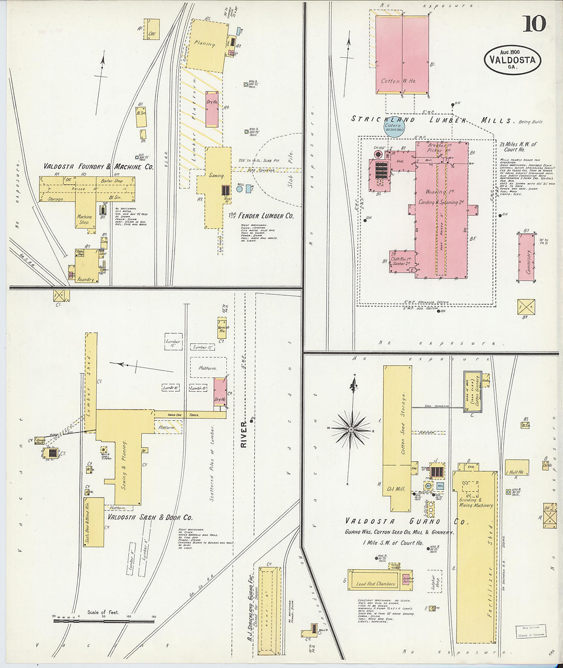 This old map of Valdosta, Lowndes County, Georgia was created by Sanborn Map Company in 1900
