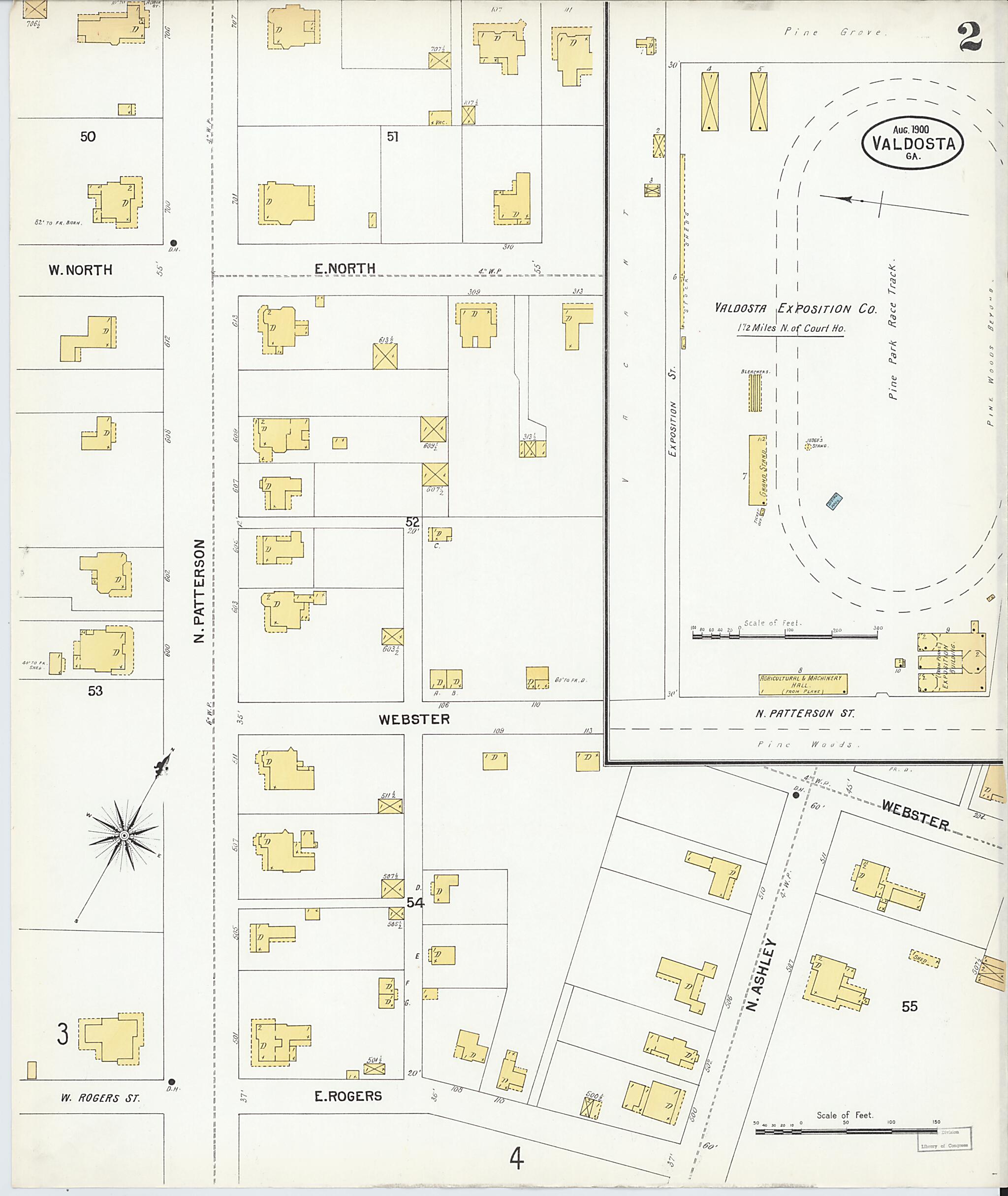 This old map of Valdosta, Lowndes County, Georgia was created by Sanborn Map Company in 1900