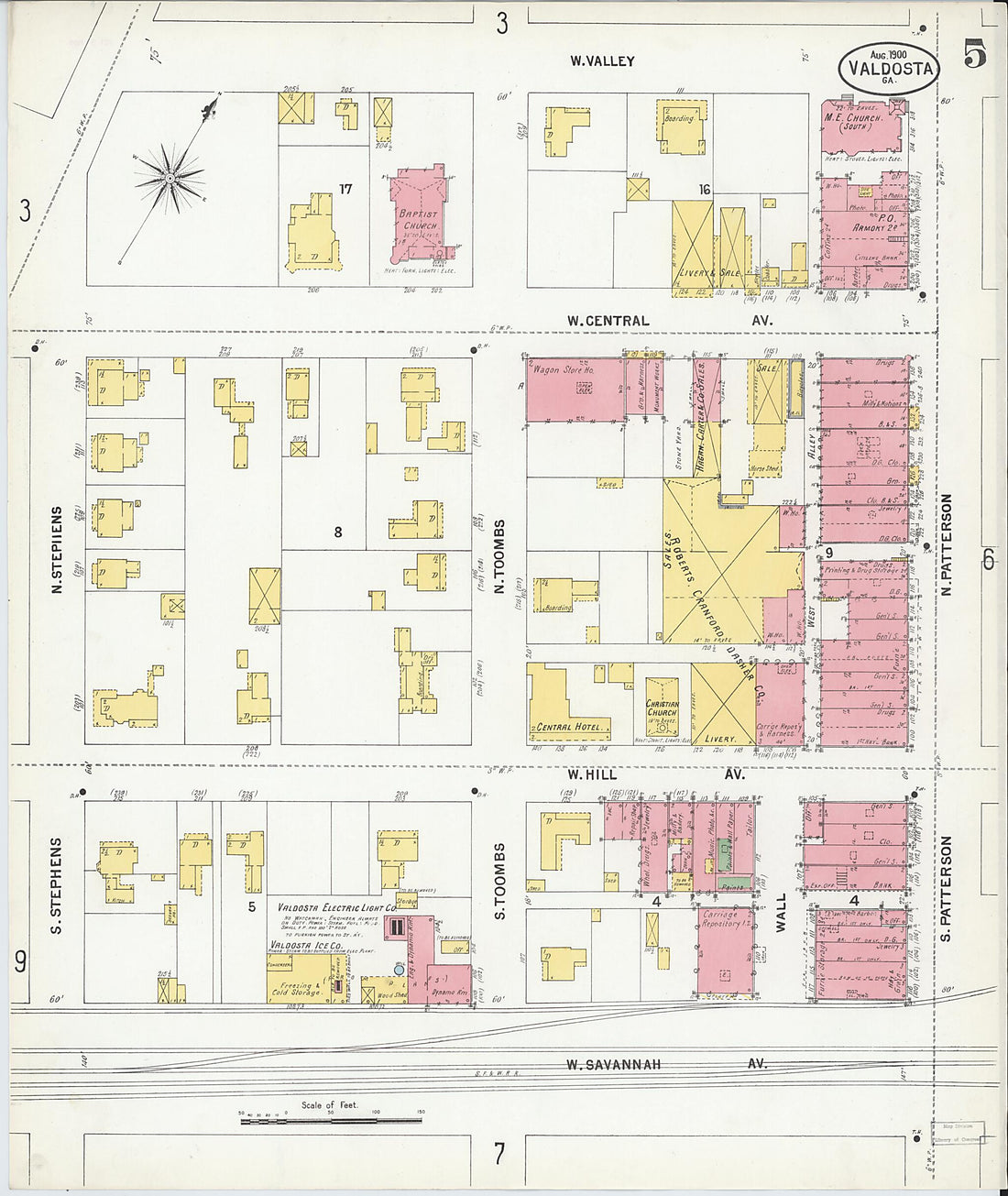 This old map of Valdosta, Lowndes County, Georgia was created by Sanborn Map Company in 1900