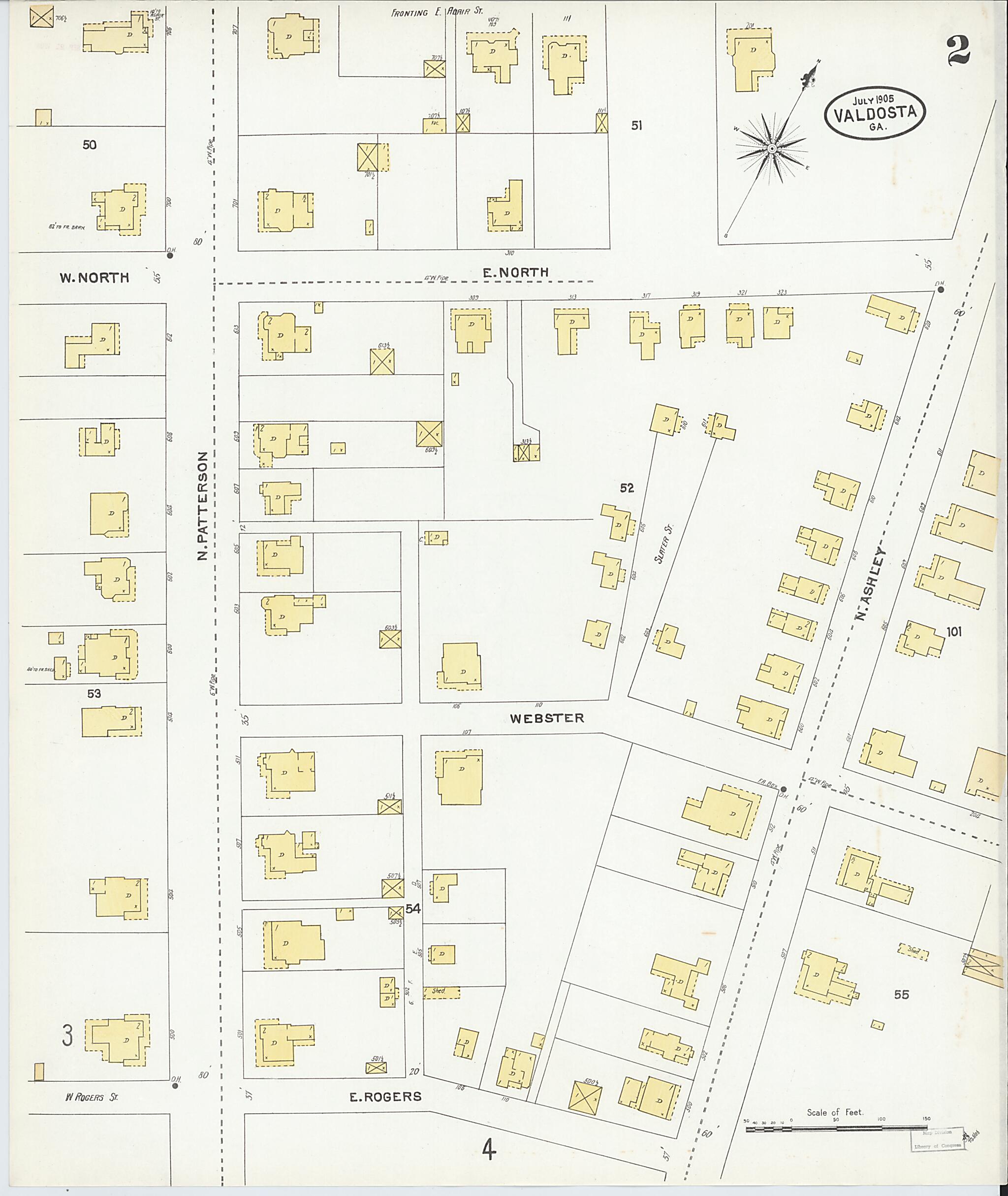 This old map of Valdosta, Lowndes County, Georgia was created by Sanborn Map Company in 1905