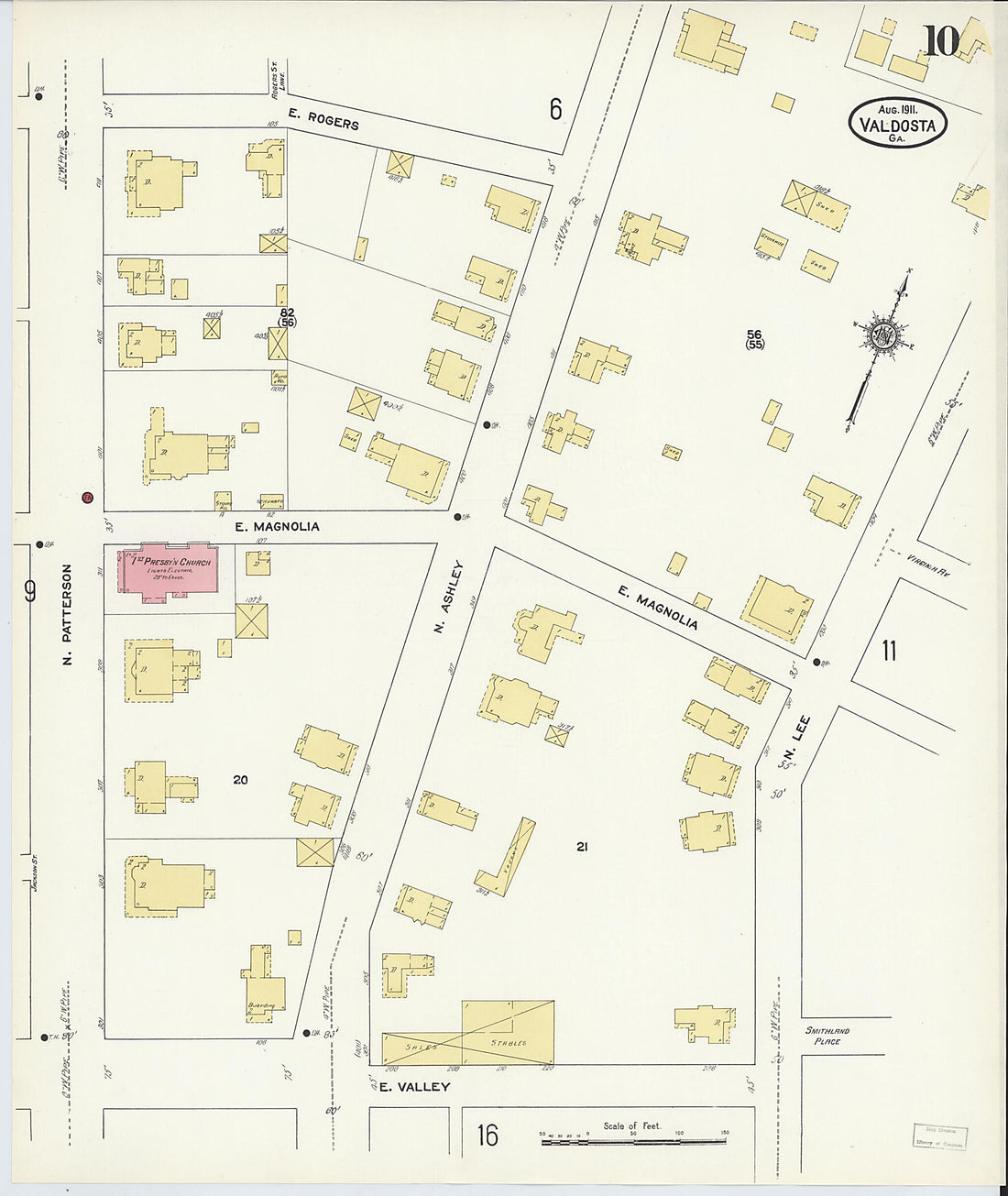 This old map of Valdosta, Lowndes County, Georgia was created by Sanborn Map Company in 1911