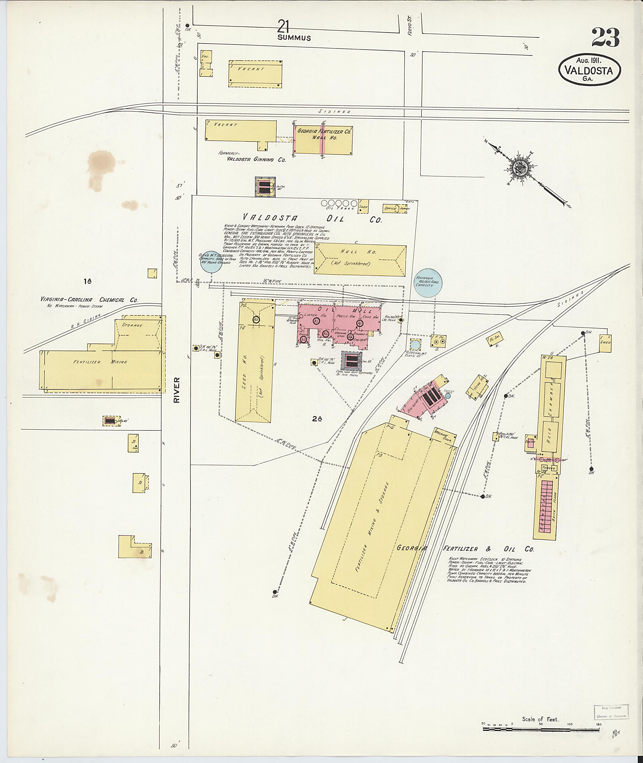 This old map of Valdosta, Lowndes County, Georgia was created by Sanborn Map Company in 1911