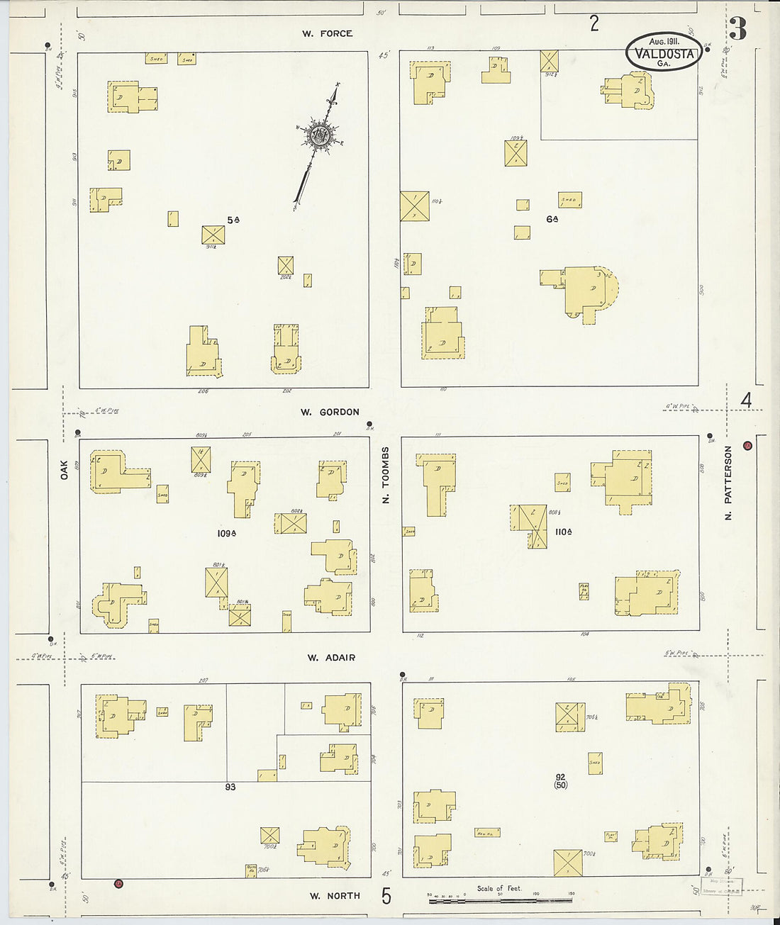 This old map of Valdosta, Lowndes County, Georgia was created by Sanborn Map Company in 1911
