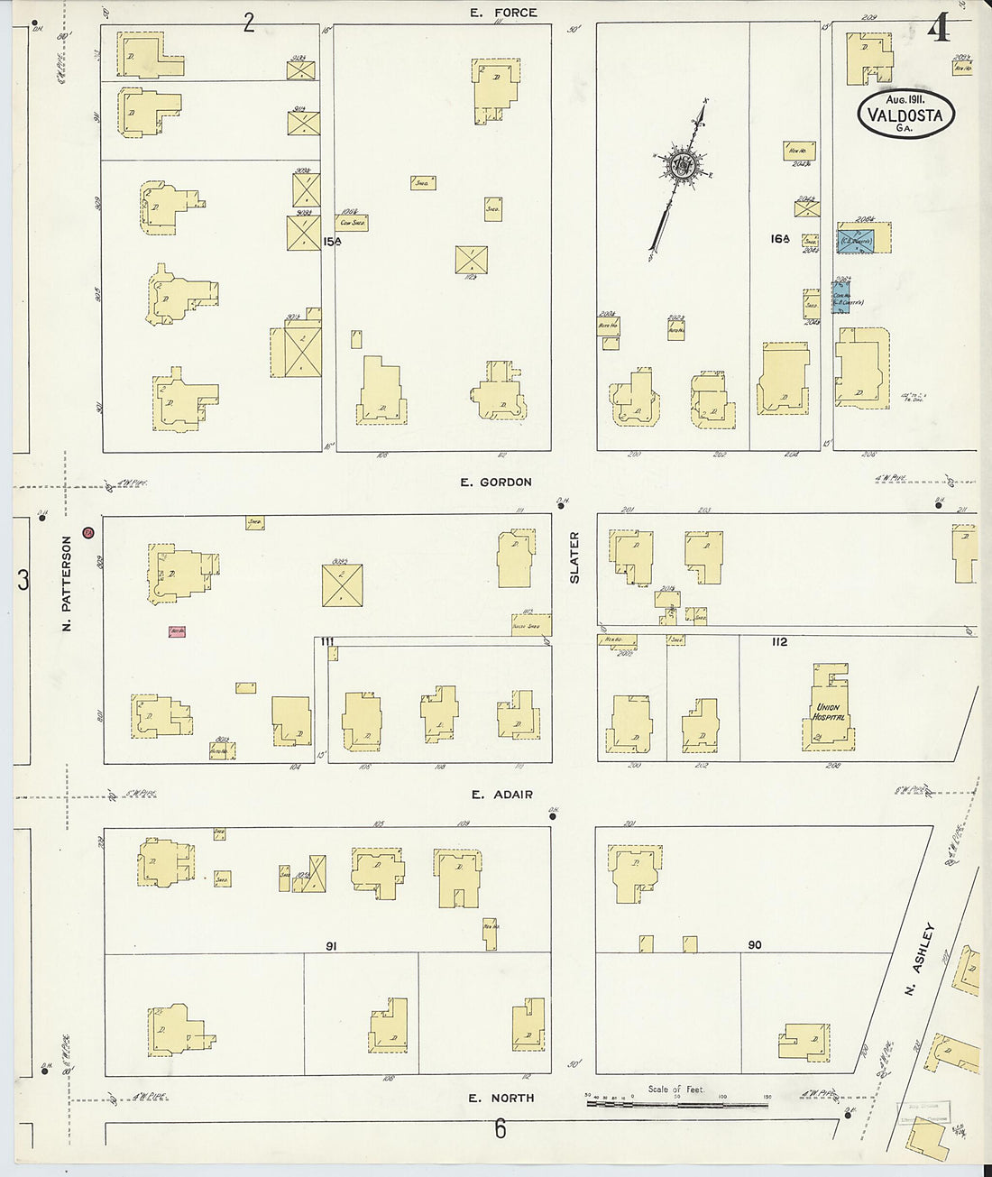 This old map of Valdosta, Lowndes County, Georgia was created by Sanborn Map Company in 1911