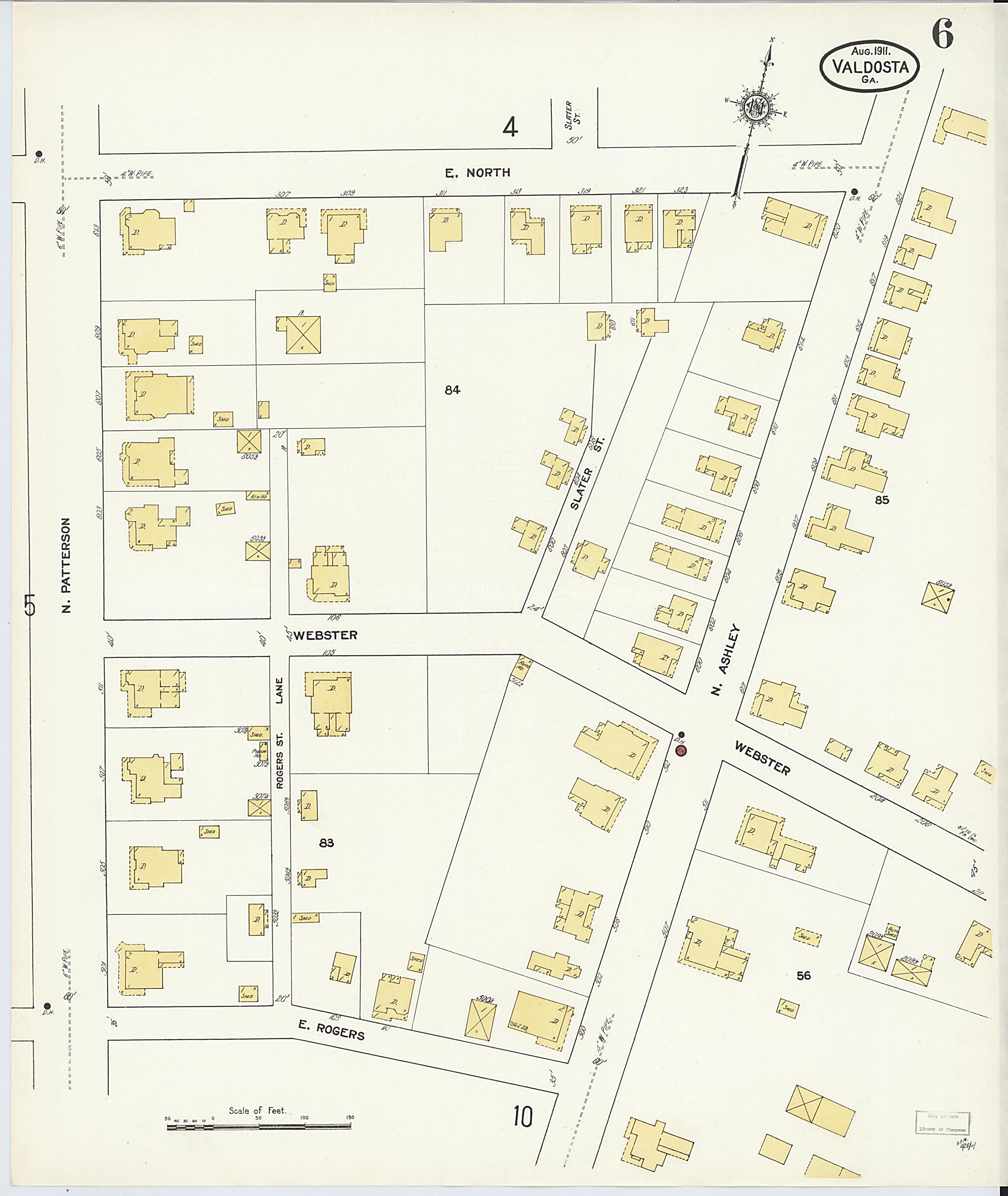 This old map of Valdosta, Lowndes County, Georgia was created by Sanborn Map Company in 1911