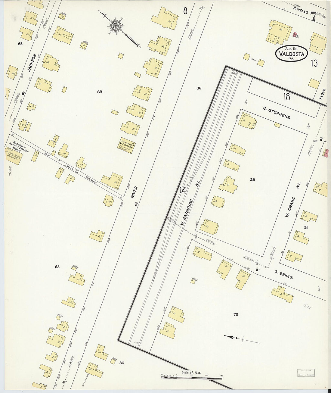 This old map of Valdosta, Lowndes County, Georgia was created by Sanborn Map Company in 1911