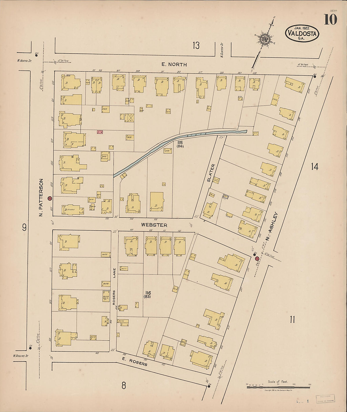 Valdosta, Lowndes County, Georgia 1922 (Sheet 10 of 26) by Relic Map Company
