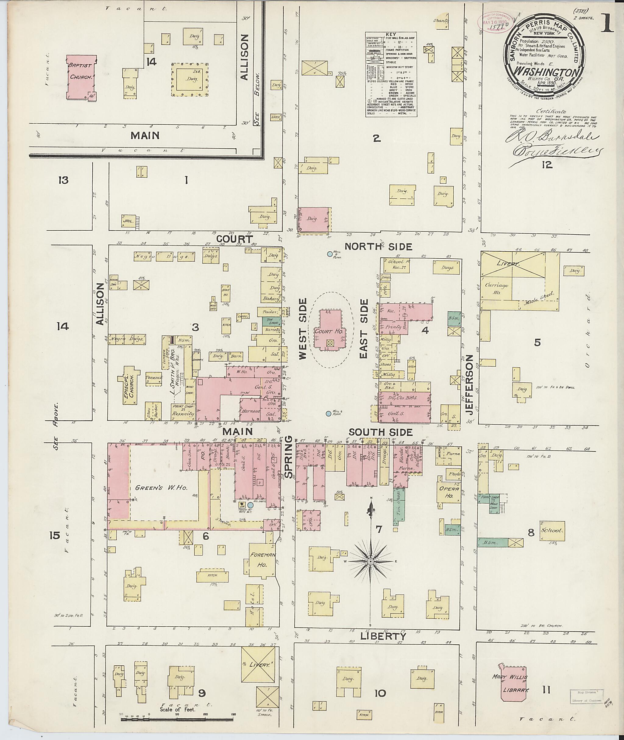This old map of Wilkes County, Washington was created by Sanborn Map Company in 1890