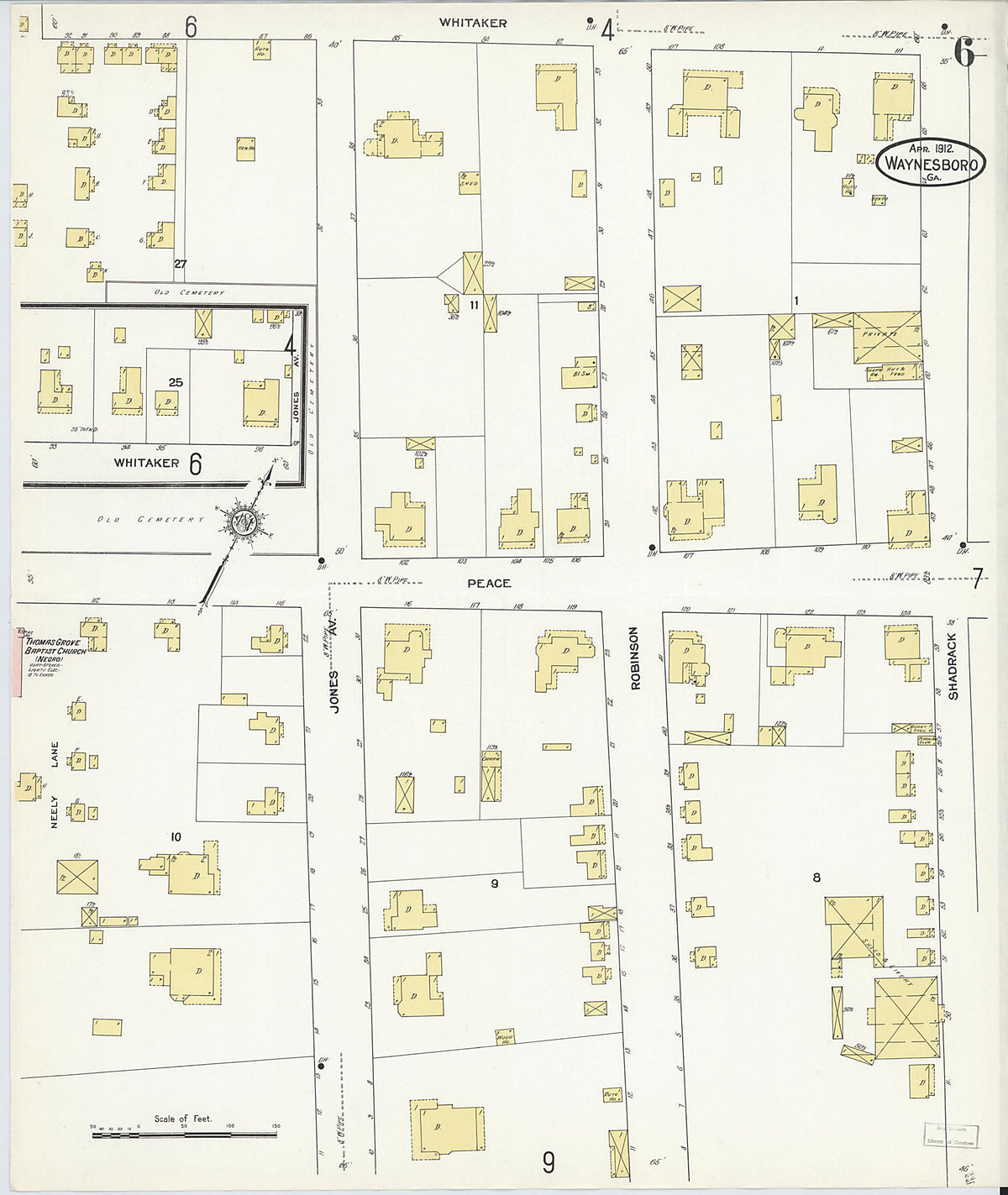 Waynesboro, Burke County, Georgia 1912 (Sheet 6 of 9) by Relic Map Company