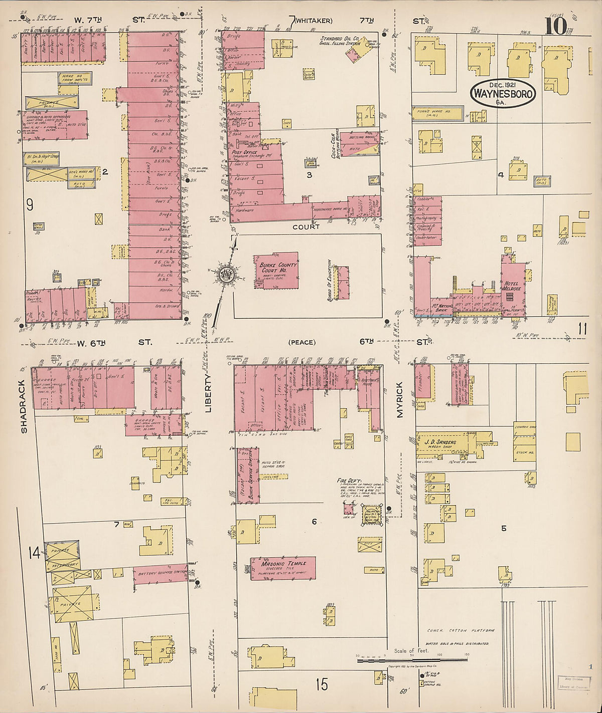 Waynesboro, Burke County, Georgia 1921 (Sheet 10) by Relic Map Company
