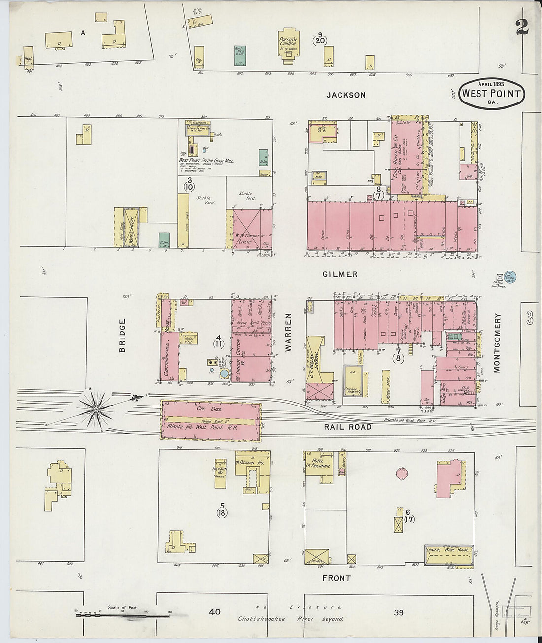 This old map of West Point, Troup County, Georgia was created by Sanborn Map Company in 1895