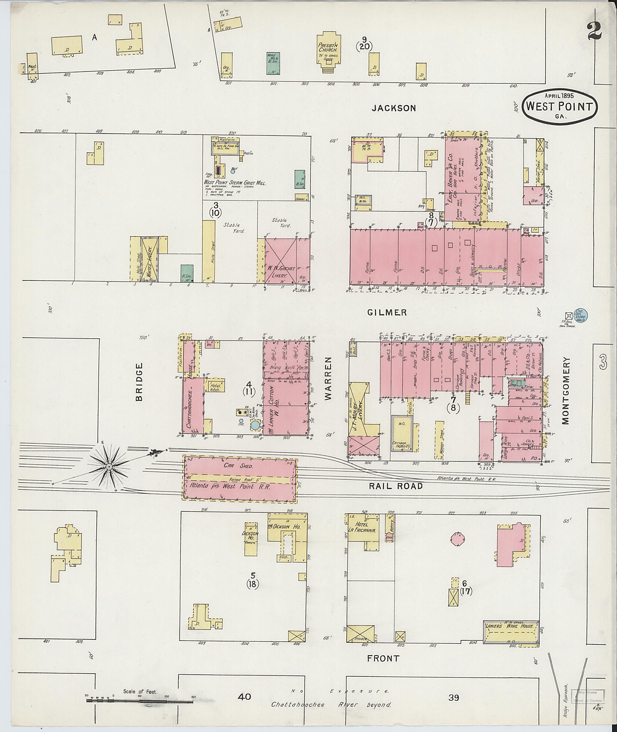 This old map of West Point, Troup County, Georgia was created by Sanborn Map Company in 1895