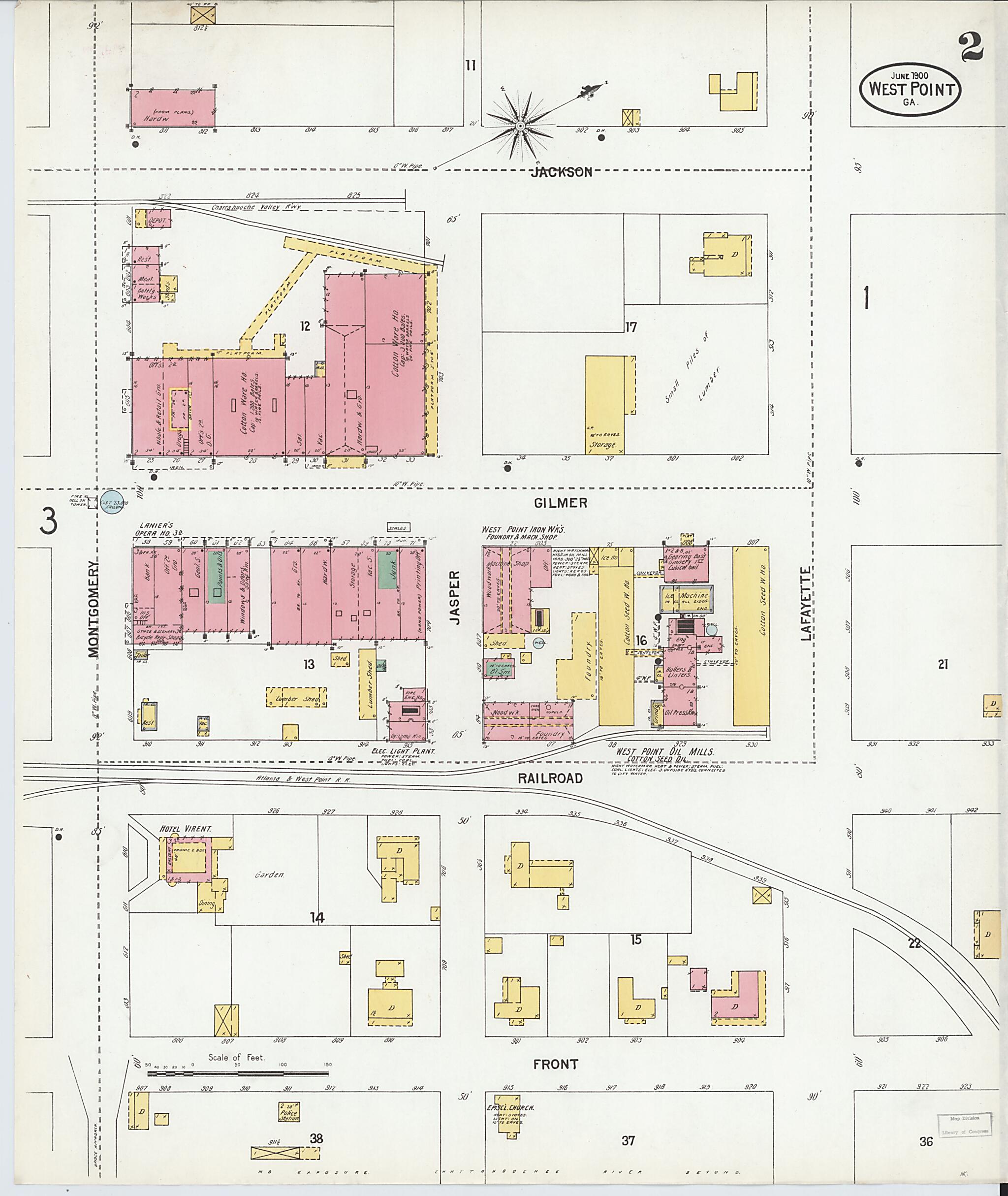 This old map of West Point, Troup County, Georgia was created by Sanborn Map Company in 1900