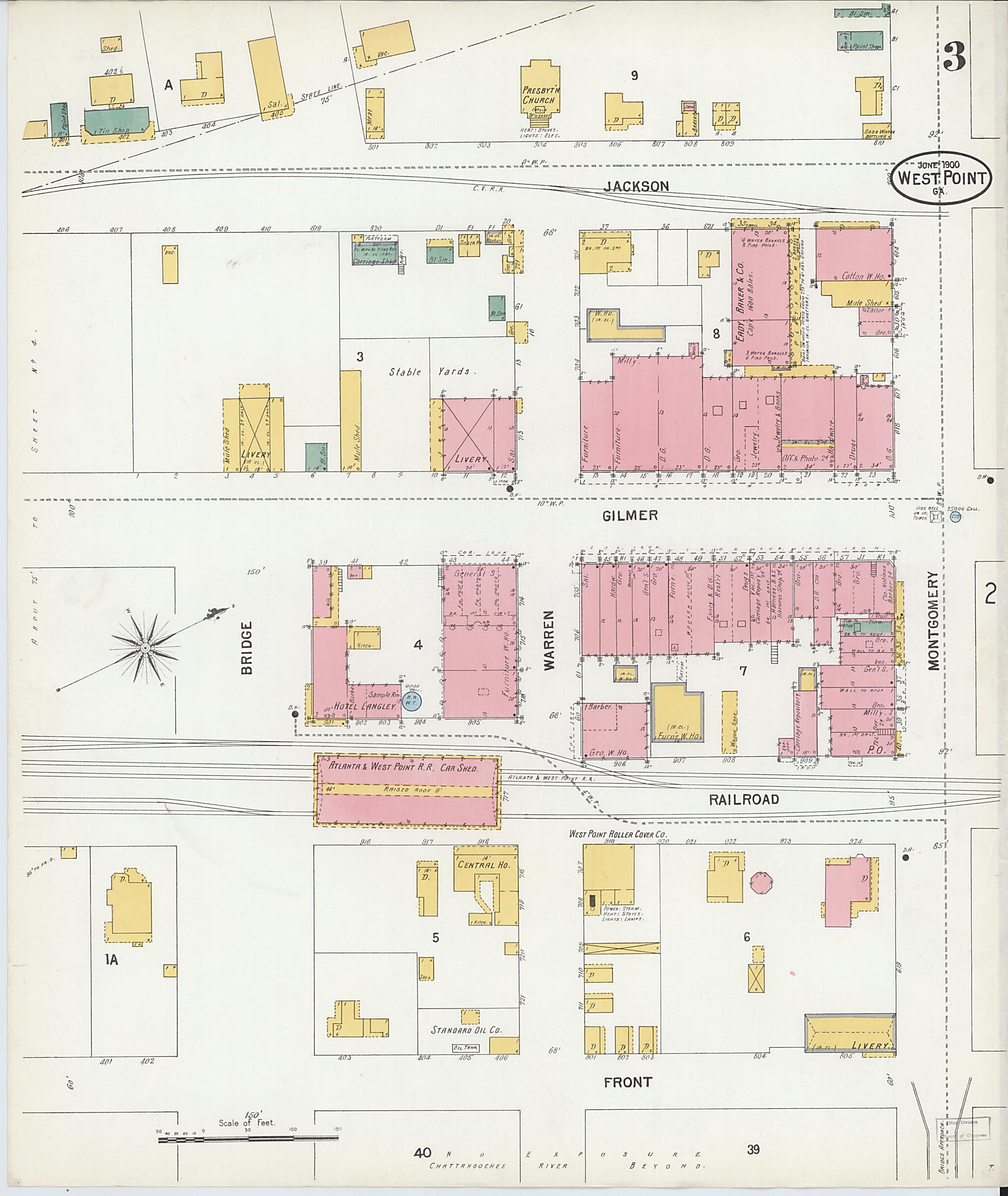This old map of West Point, Troup County, Georgia was created by Sanborn Map Company in 1900