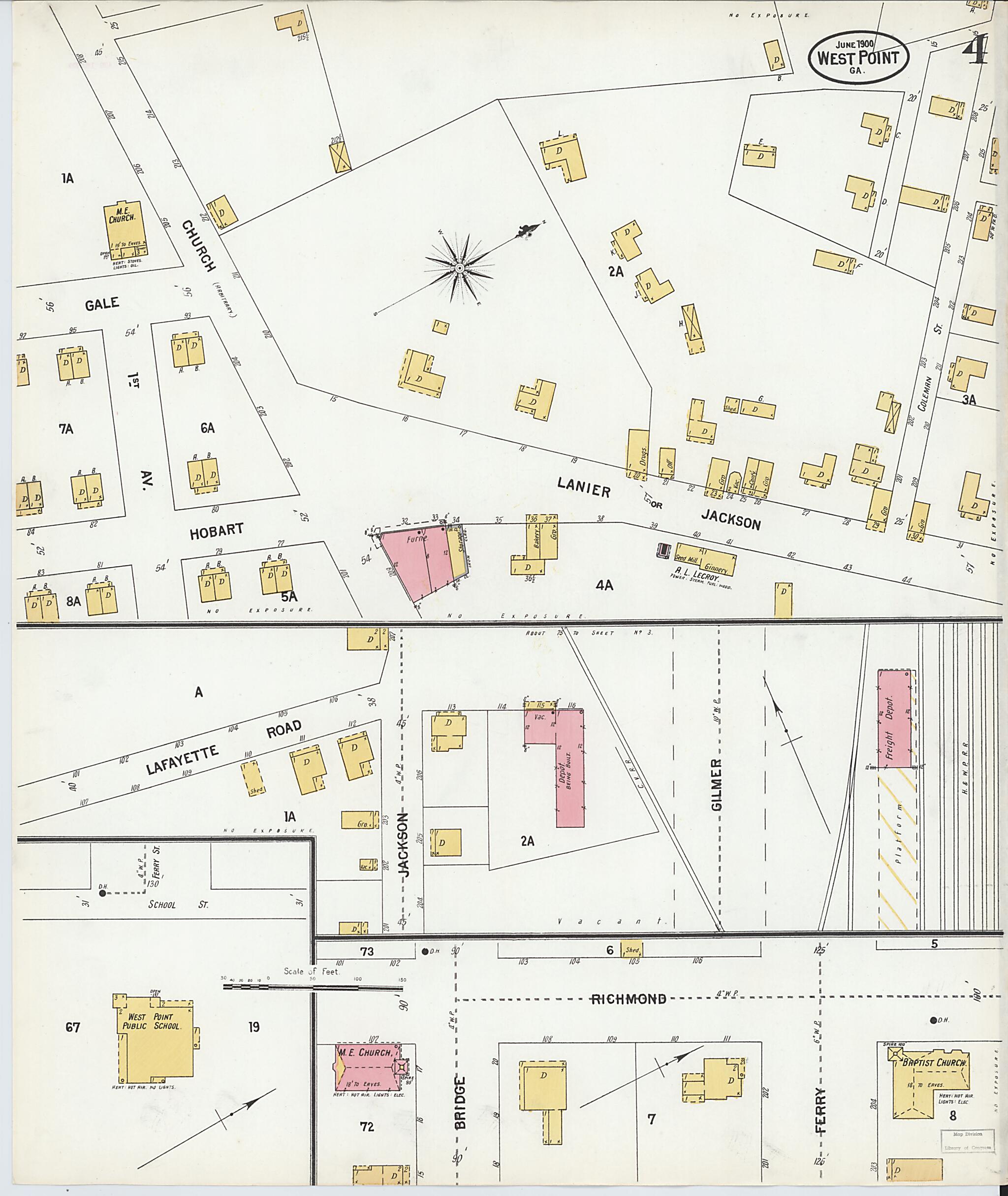 This old map of West Point, Troup County, Georgia was created by Sanborn Map Company in 1900