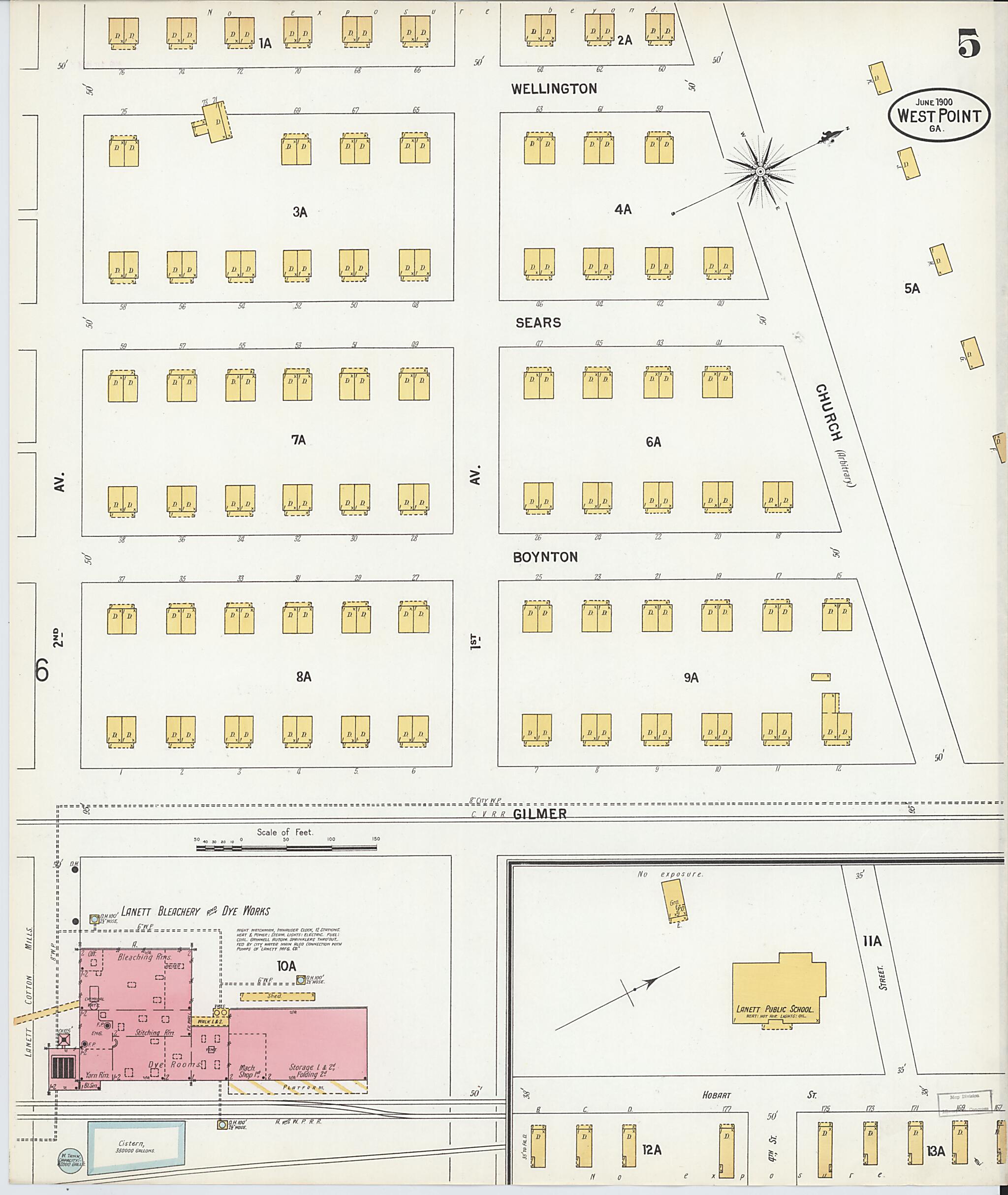 This old map of West Point, Troup County, Georgia was created by Sanborn Map Company in 1900