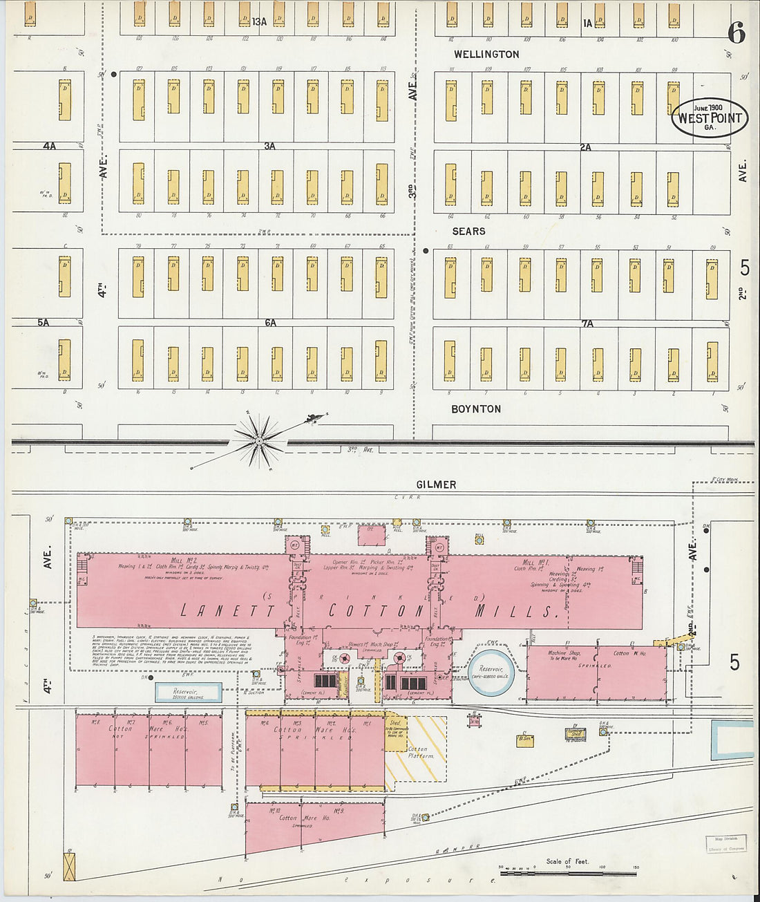 This old map of West Point, Troup County, Georgia was created by Sanborn Map Company in 1900