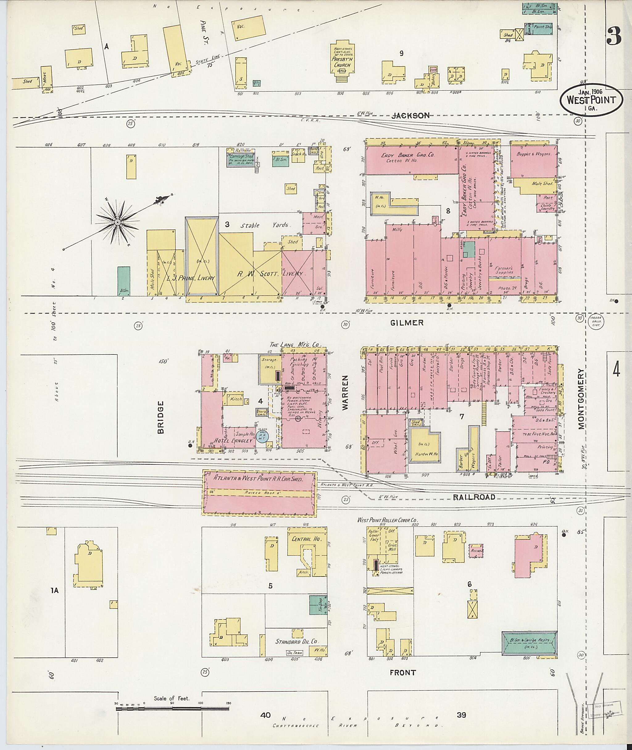 This old map of West Point, Troup County, Georgia was created by Sanborn Map Company in 1906