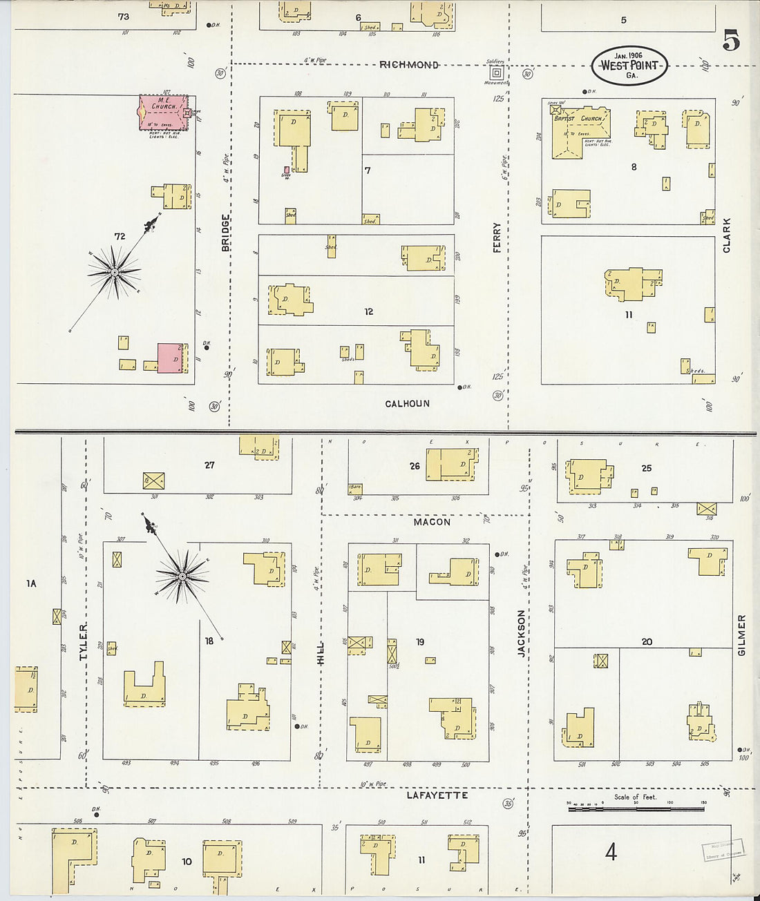 This old map of West Point, Troup County, Georgia was created by Sanborn Map Company in 1906