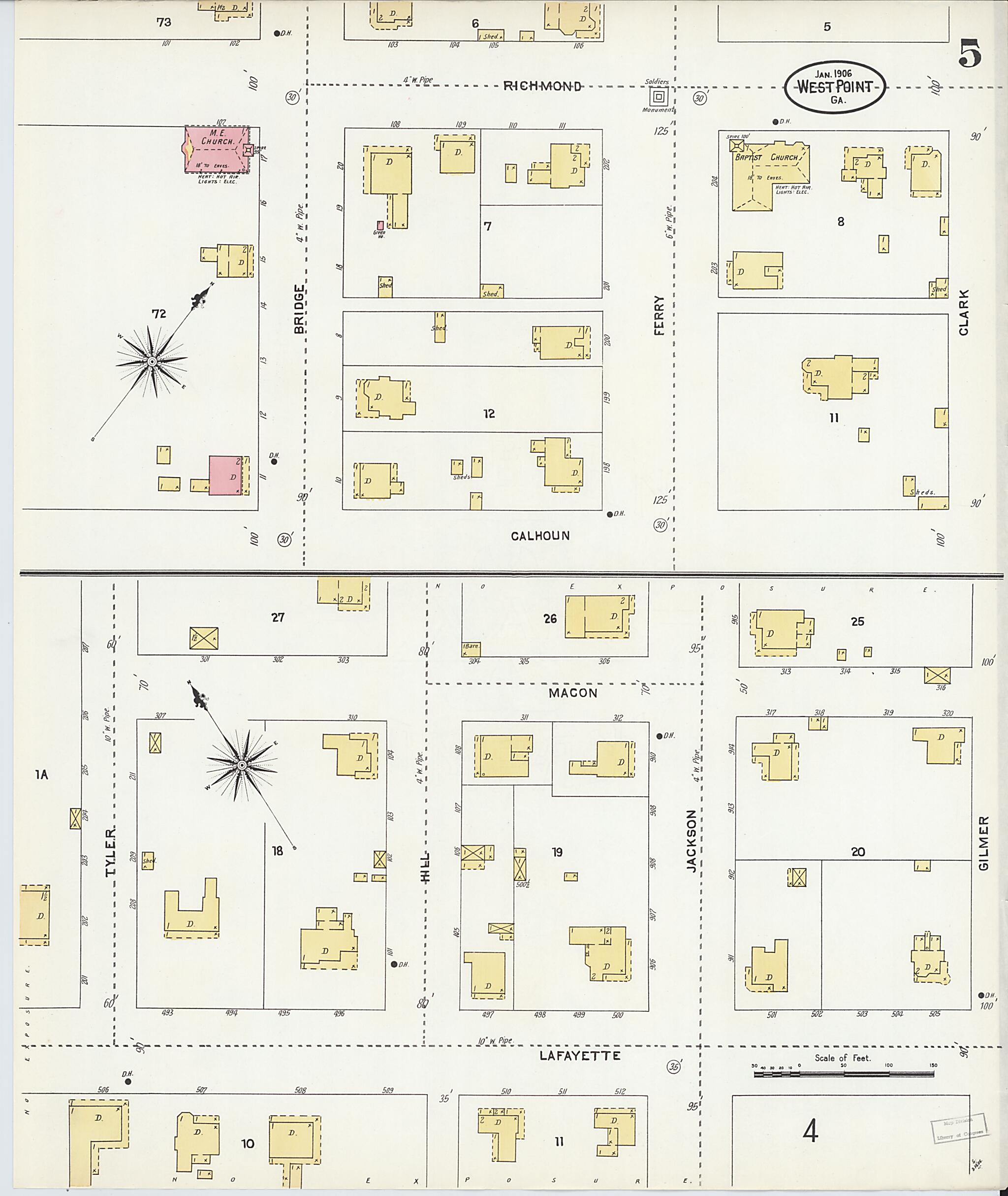 This old map of West Point, Troup County, Georgia was created by Sanborn Map Company in 1906