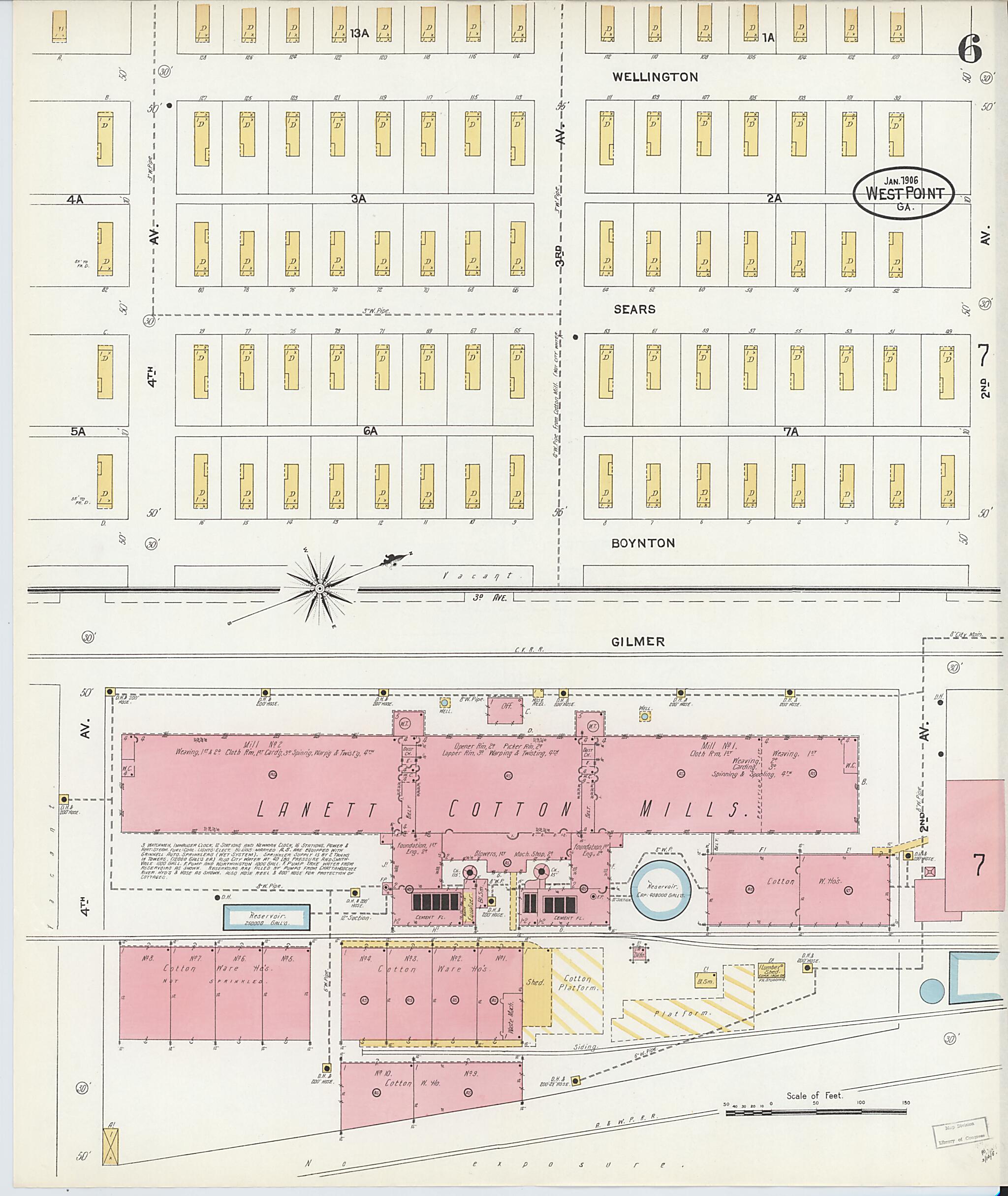 This old map of West Point, Troup County, Georgia was created by Sanborn Map Company in 1906
