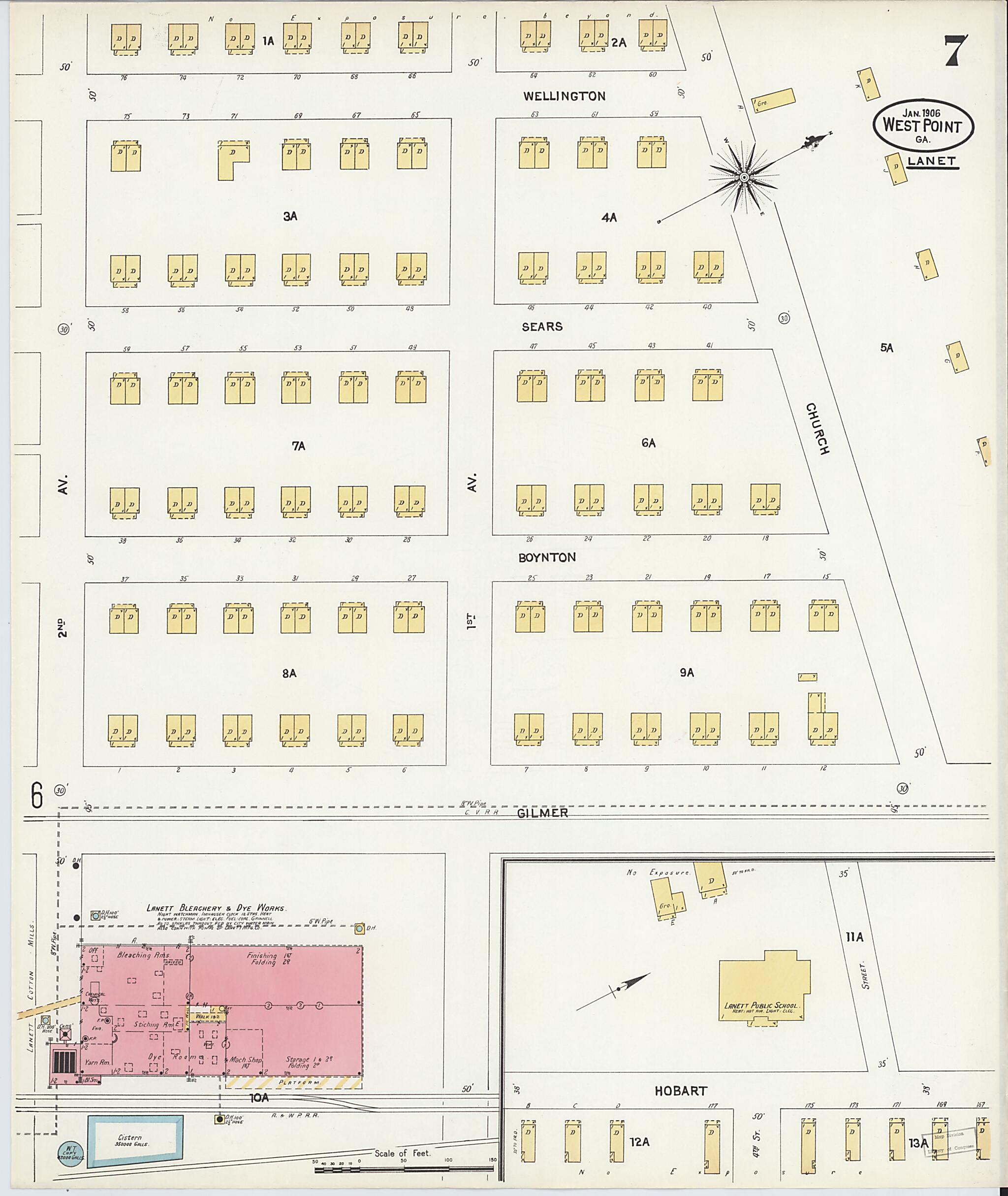 This old map of West Point, Troup County, Georgia was created by Sanborn Map Company in 1906