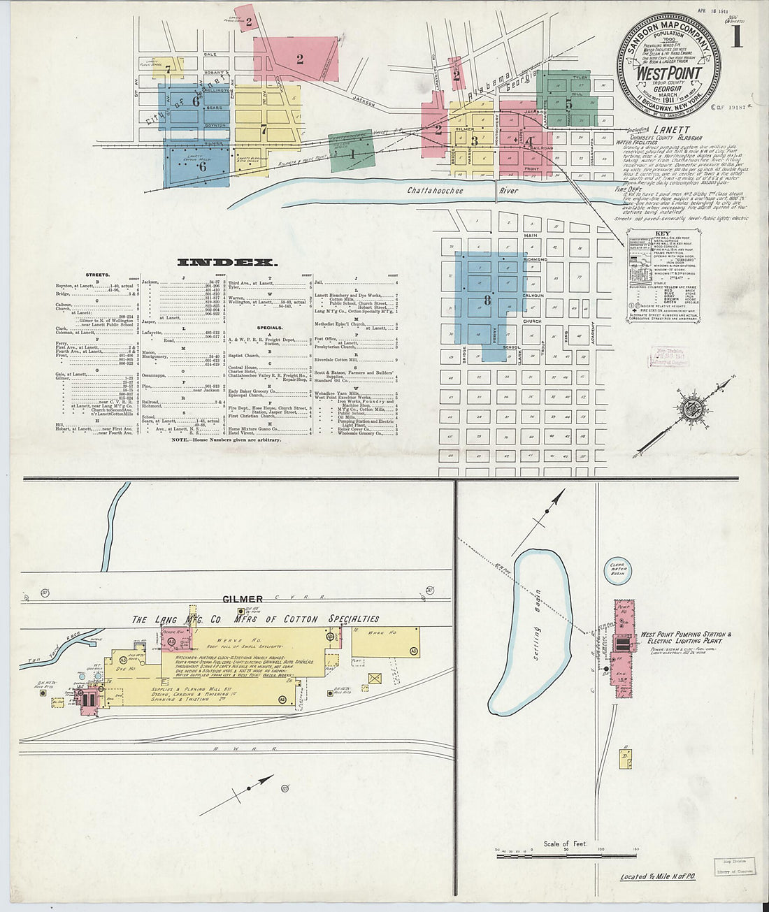 This old map of West Point, Troup County, Georgia was created by Sanborn Map Company in 1911