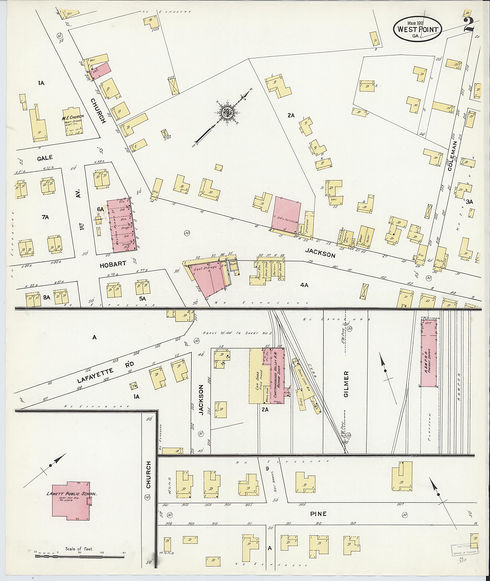 This old map of West Point, Troup County, Georgia was created by Sanborn Map Company in 1911