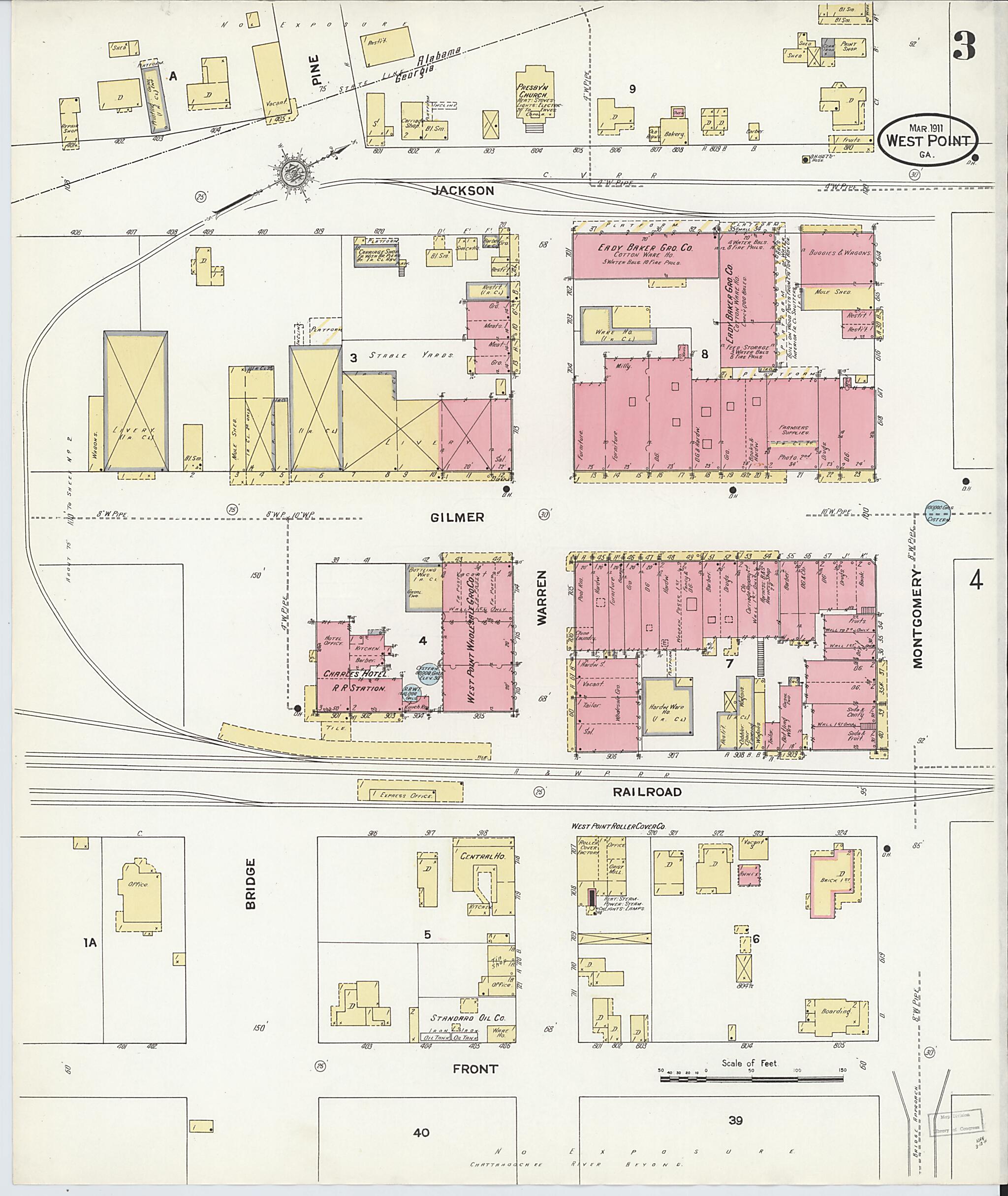 This old map of West Point, Troup County, Georgia was created by Sanborn Map Company in 1911