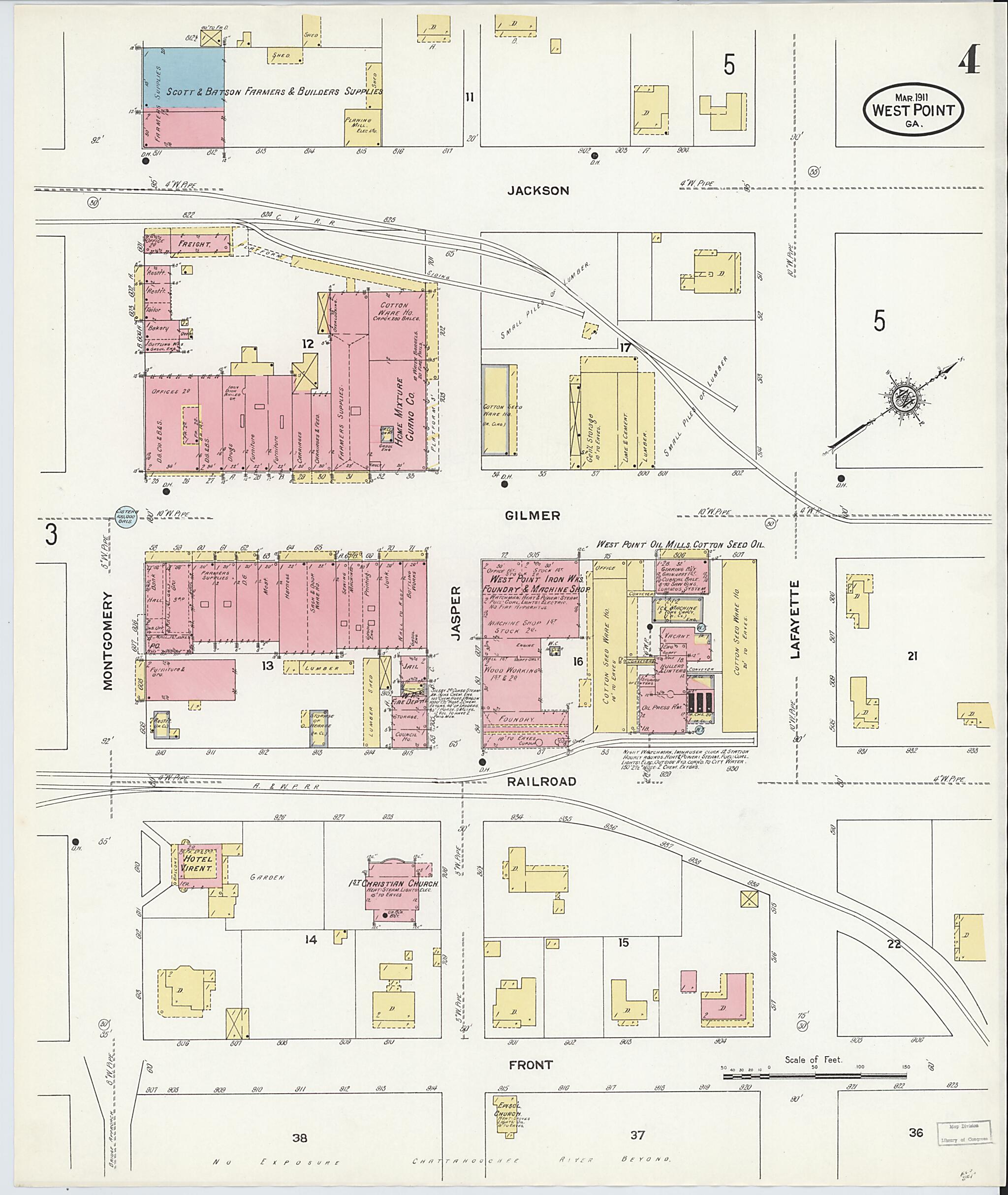This old map of West Point, Troup County, Georgia was created by Sanborn Map Company in 1911