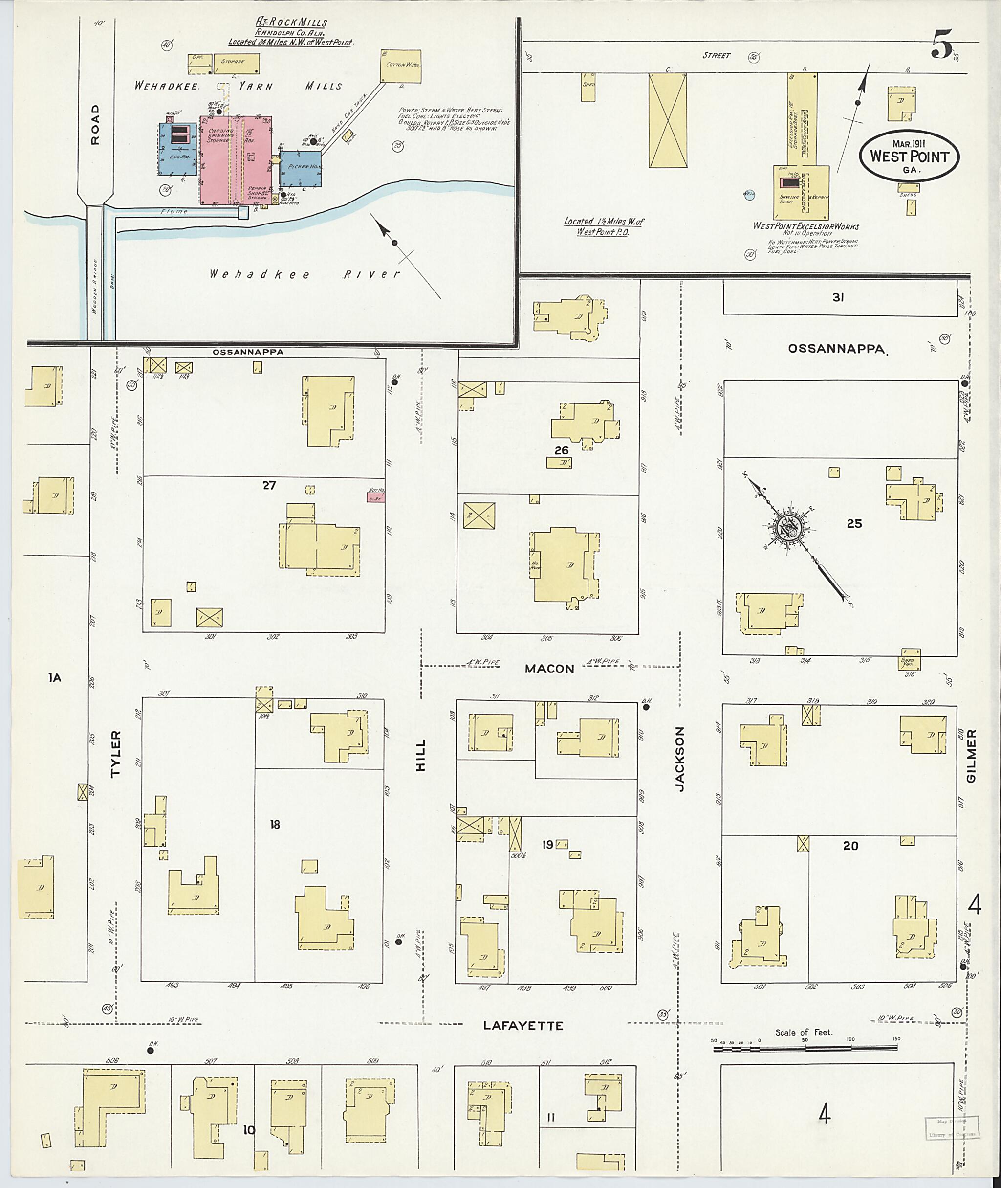 This old map of West Point, Troup County, Georgia was created by Sanborn Map Company in 1911