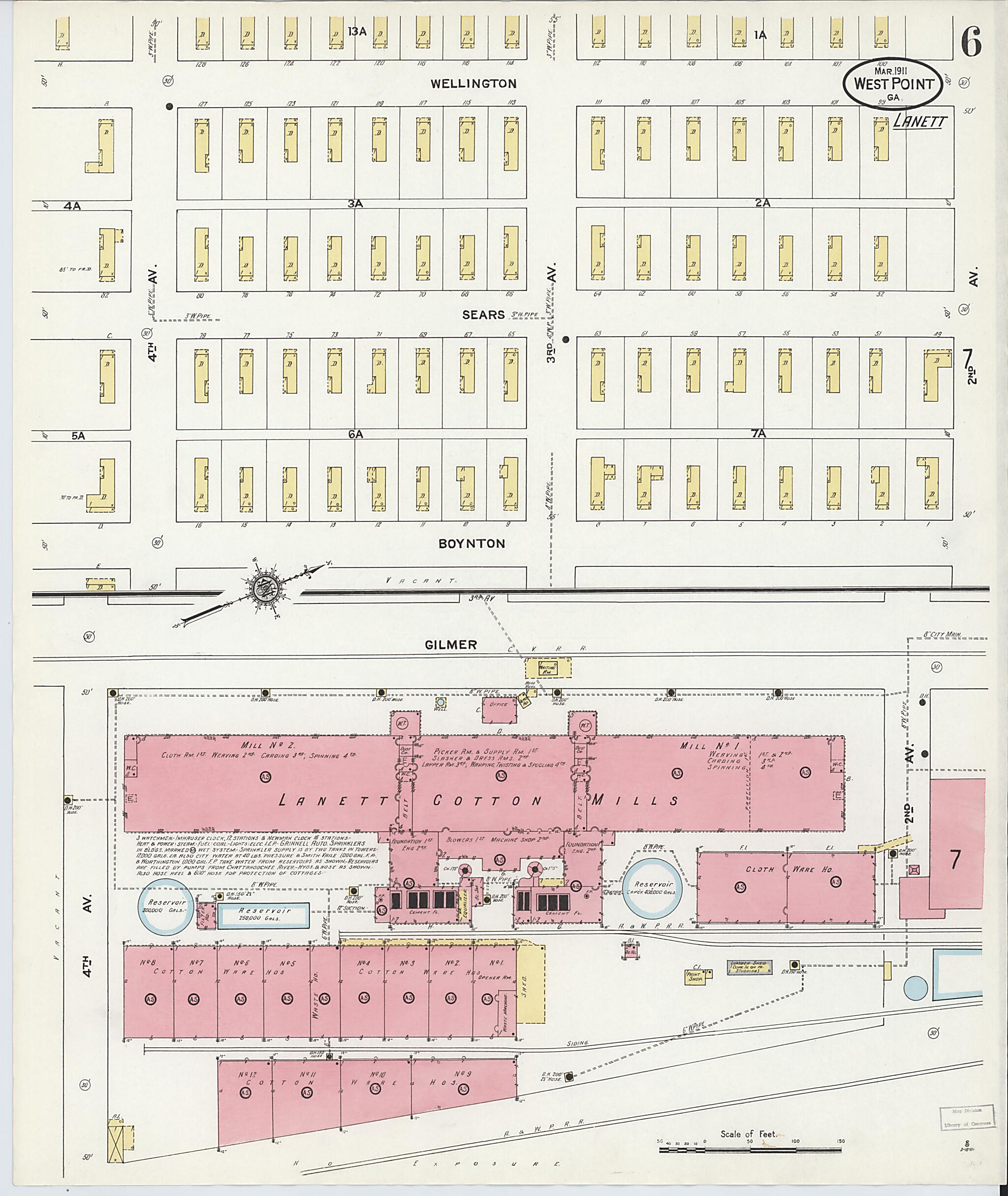 This old map of West Point, Troup County, Georgia was created by Sanborn Map Company in 1911