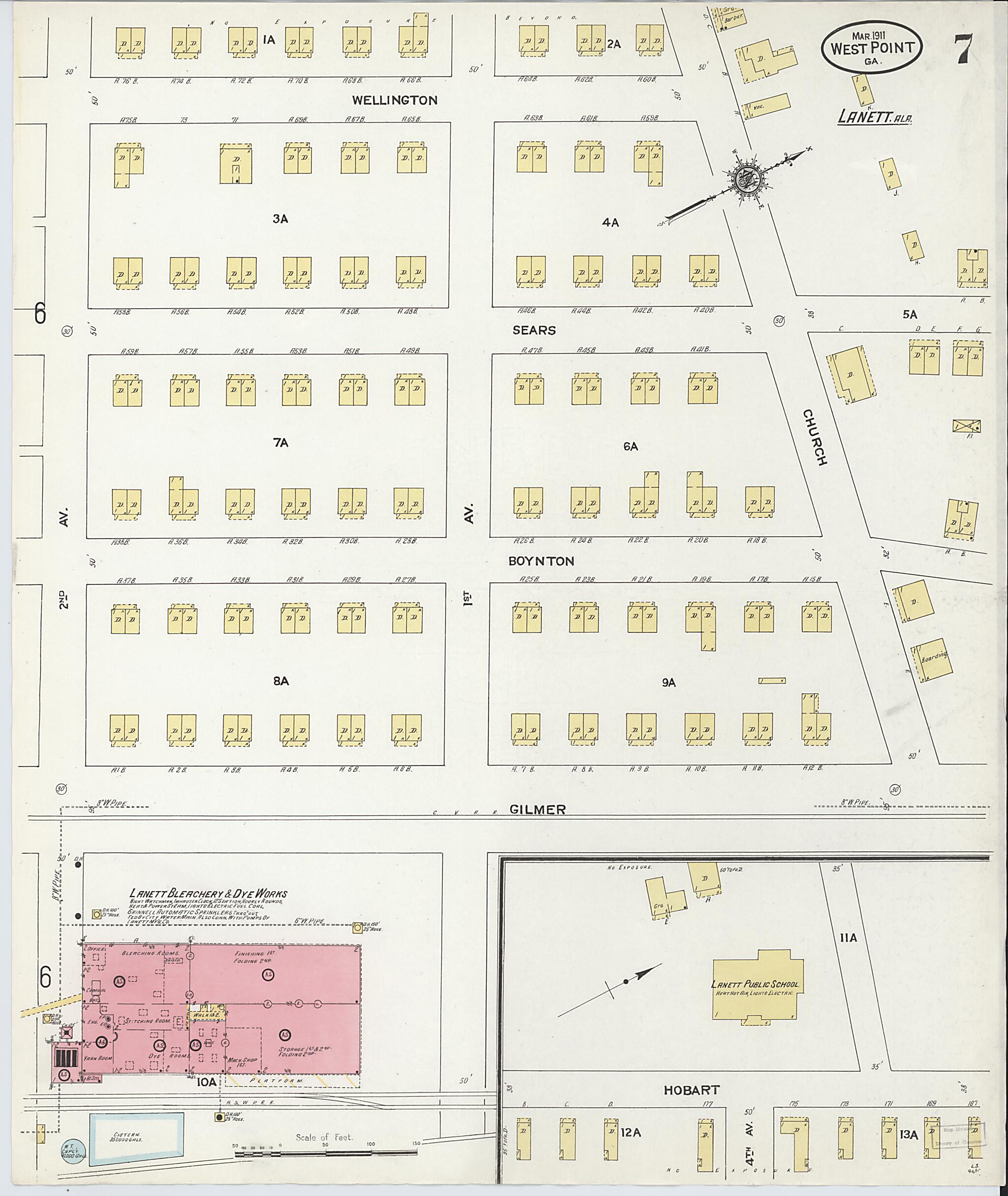 This old map of West Point, Troup County, Georgia was created by Sanborn Map Company in 1911